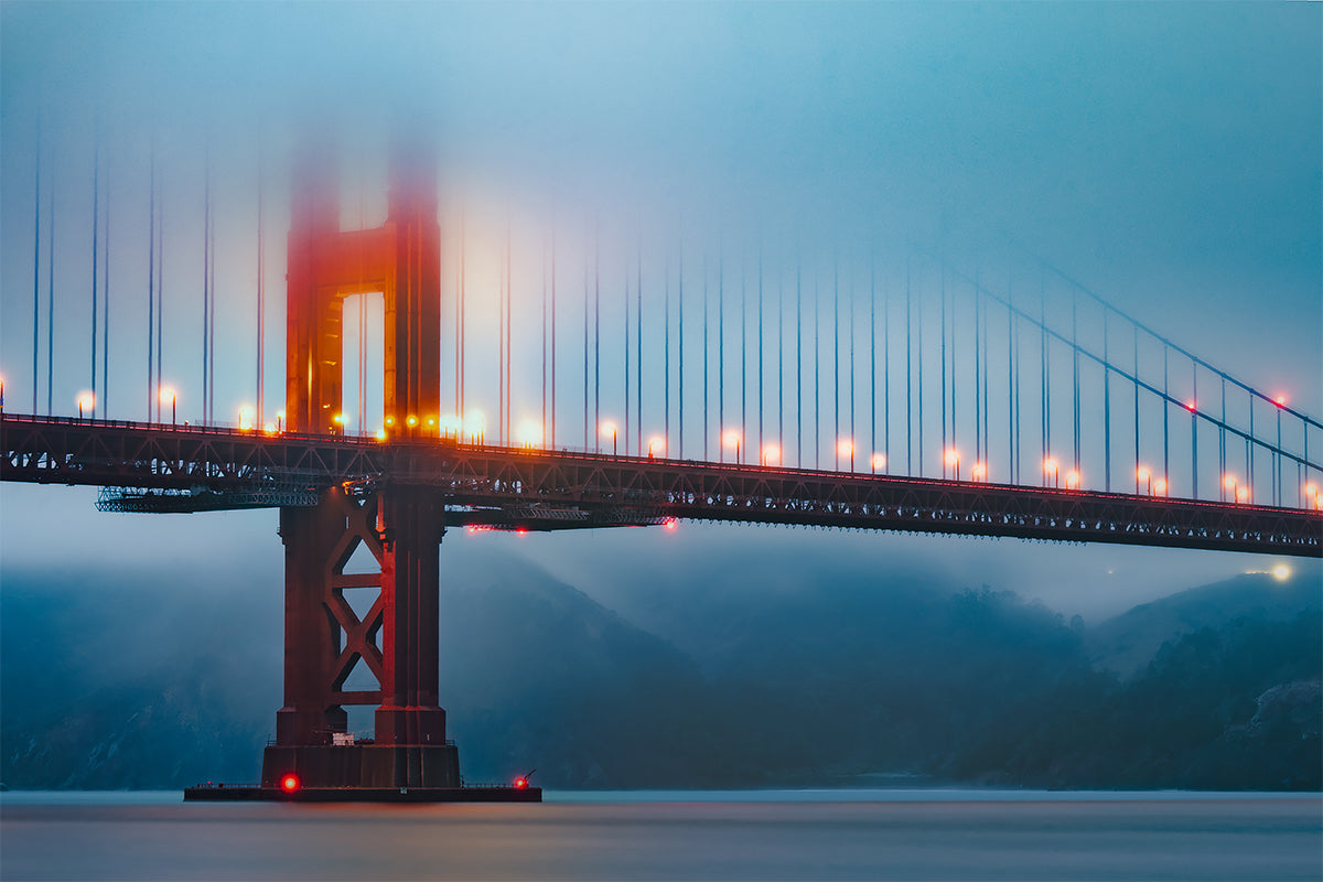 Limited Edition Fine Art Photography Bridge Picture, San Francisco Golden Gate in Blue Fog