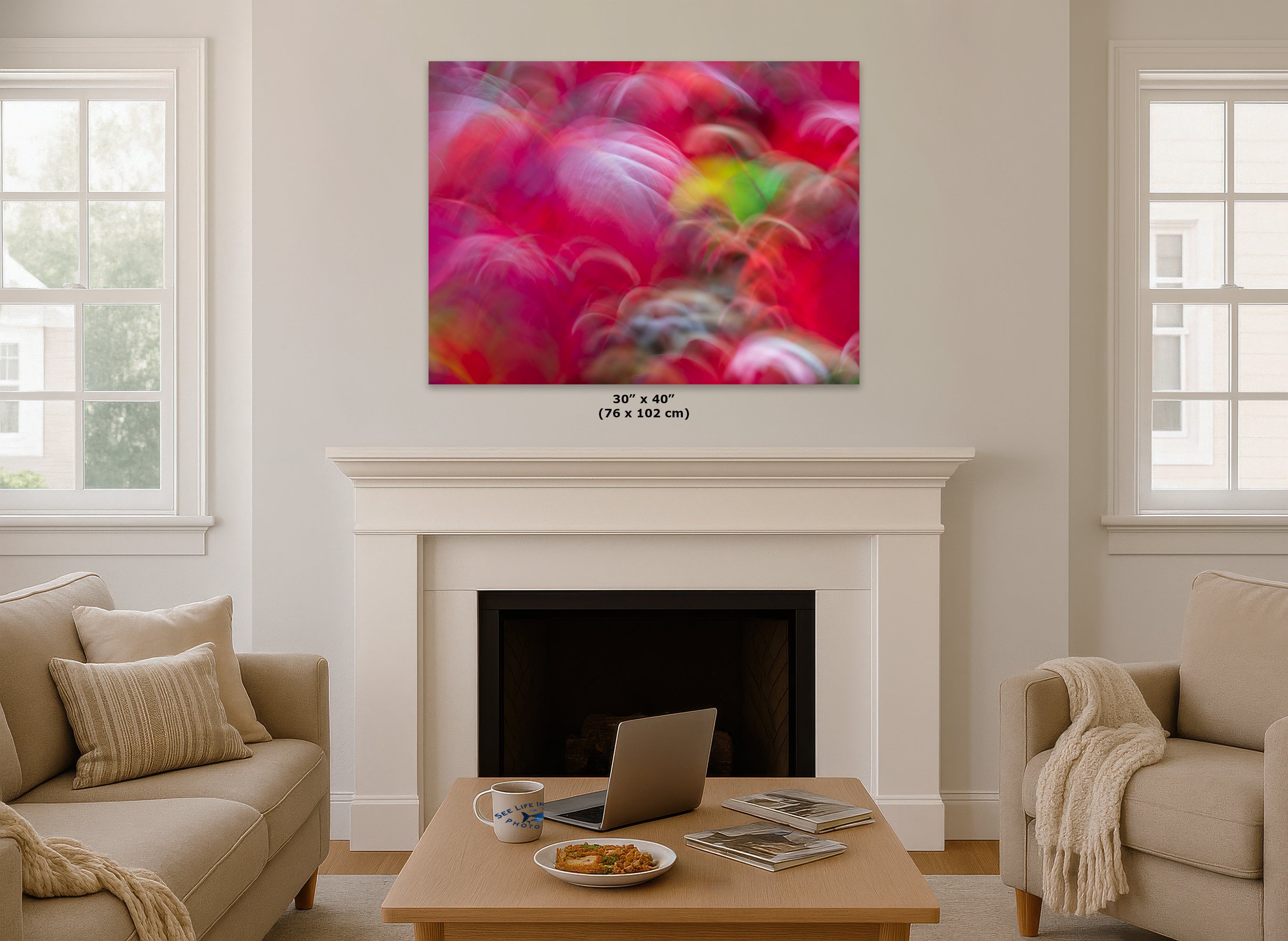 Fall Colors Forest Picture Impressionist Art, Nature Photo Relaxation Artwork, Forest Bathing Wall Decor for Bohemian Style House Decor
