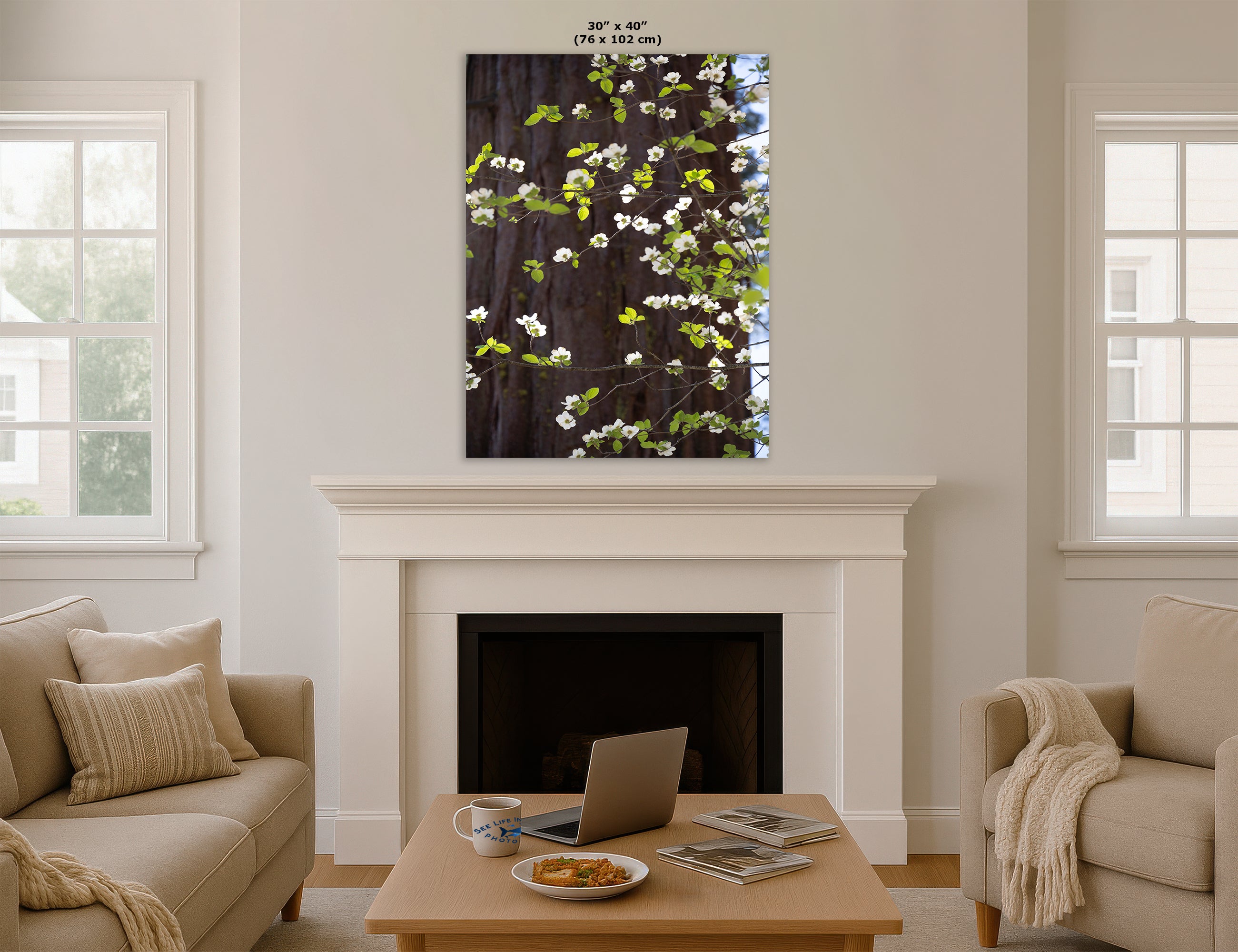 Pacific Dogwood Forest Picture Nature Photo | Yosemite Nature Canvas Print, Forest Bathing for Meditation, Relaxation, Dorm Room Decor