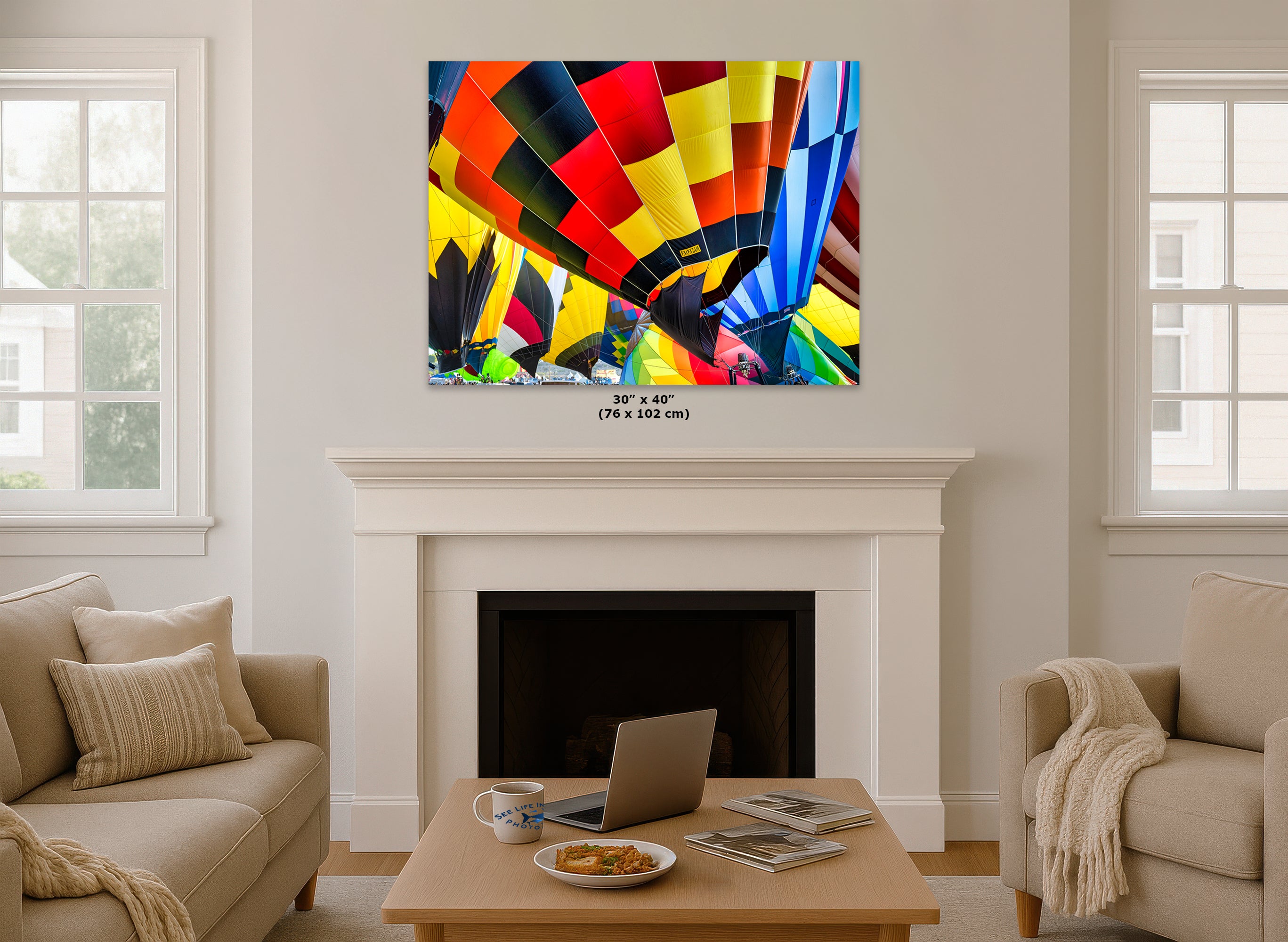 Hot Air Balloon Festival Mass Ascension Close Up | Albuquerque New Mexico Balloon Fiesta Wall Art | Office, Cubicle & House Decor