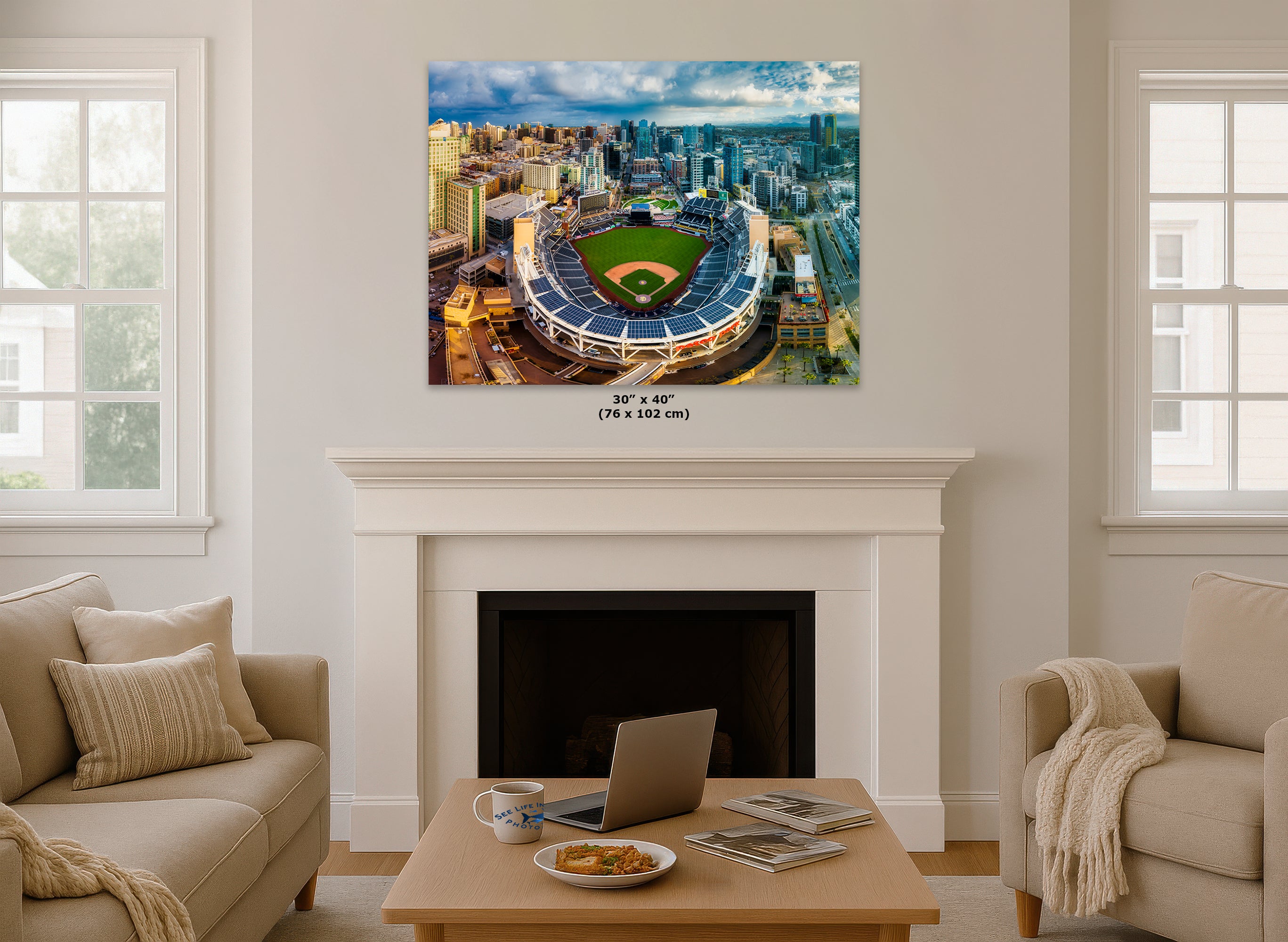 San Diego Padres Petco Park Wall Art, MLB Stadium Decor Skyline Print