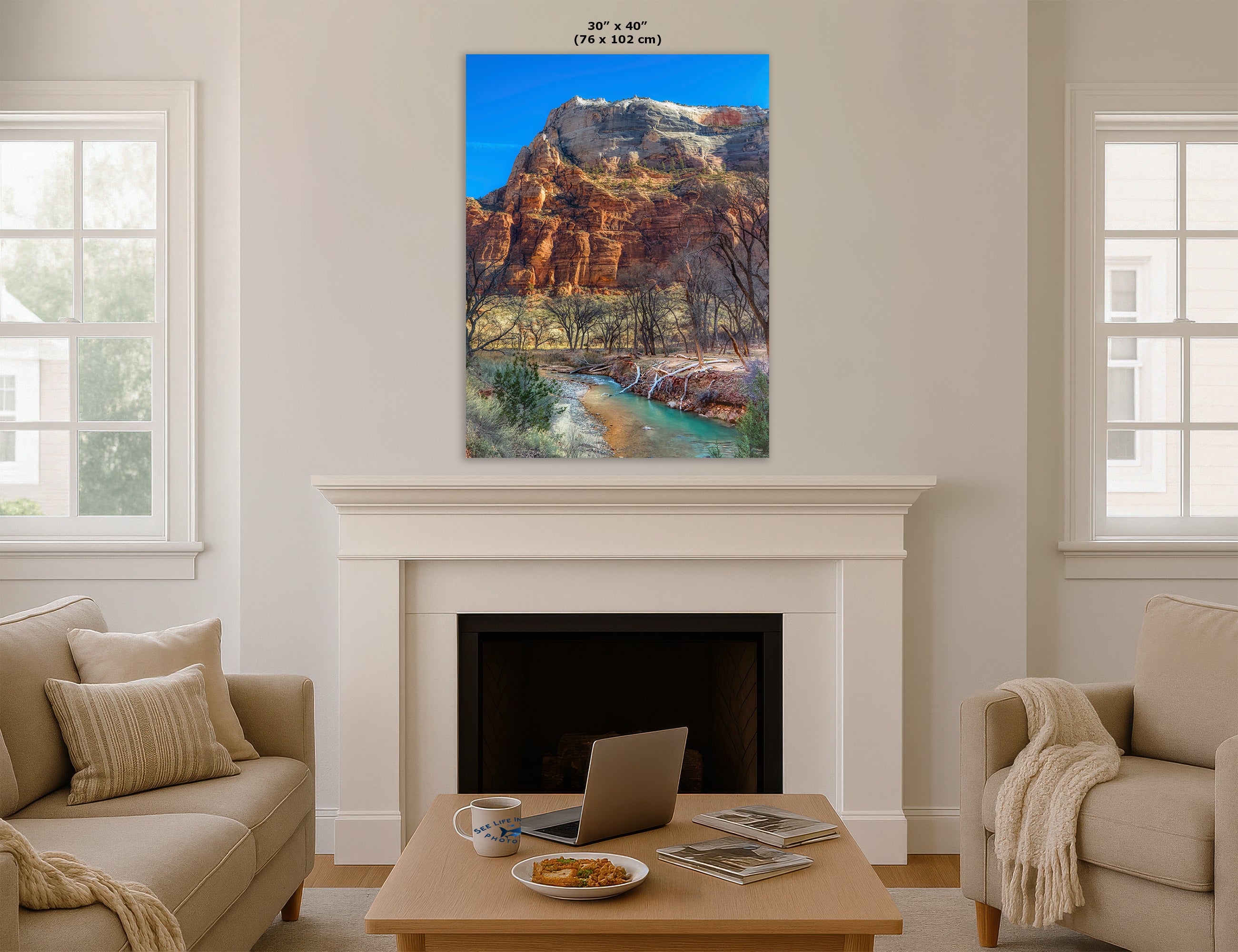 Zion National Park Southern Utah Desert Picture, Southwestern Wall Art, Relaxation Artwork Nature Photo for House Decor