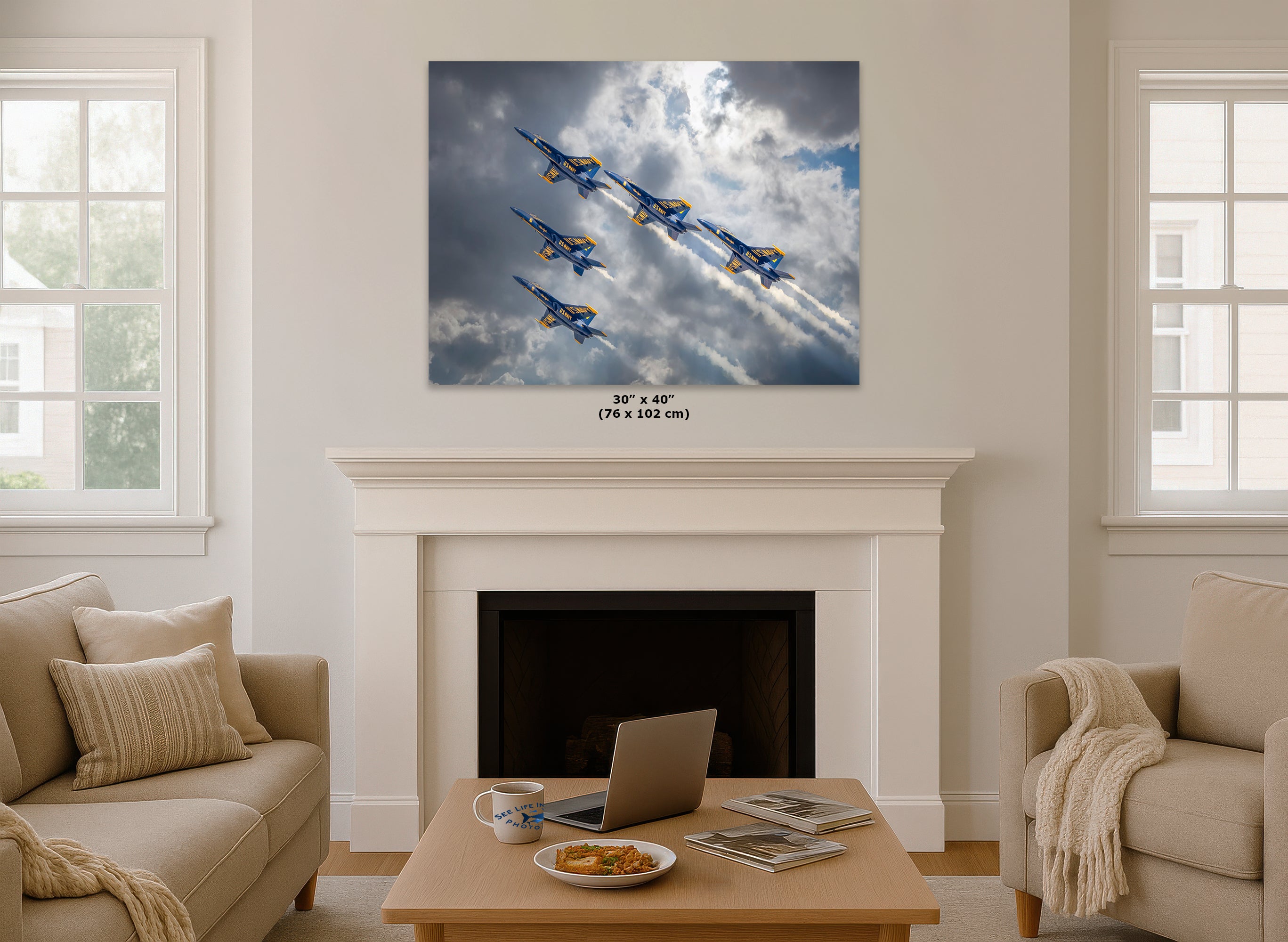 Blue Angels Artwork, FA-18 Super Hornet Military Aircraft Aviation Wall Decor