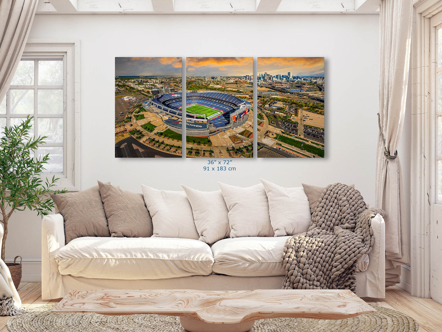 Denver Broncos Football Stadium | Mile High Stadium Denver Colorado Skyline Print | Sports Decor, Man Cave Art