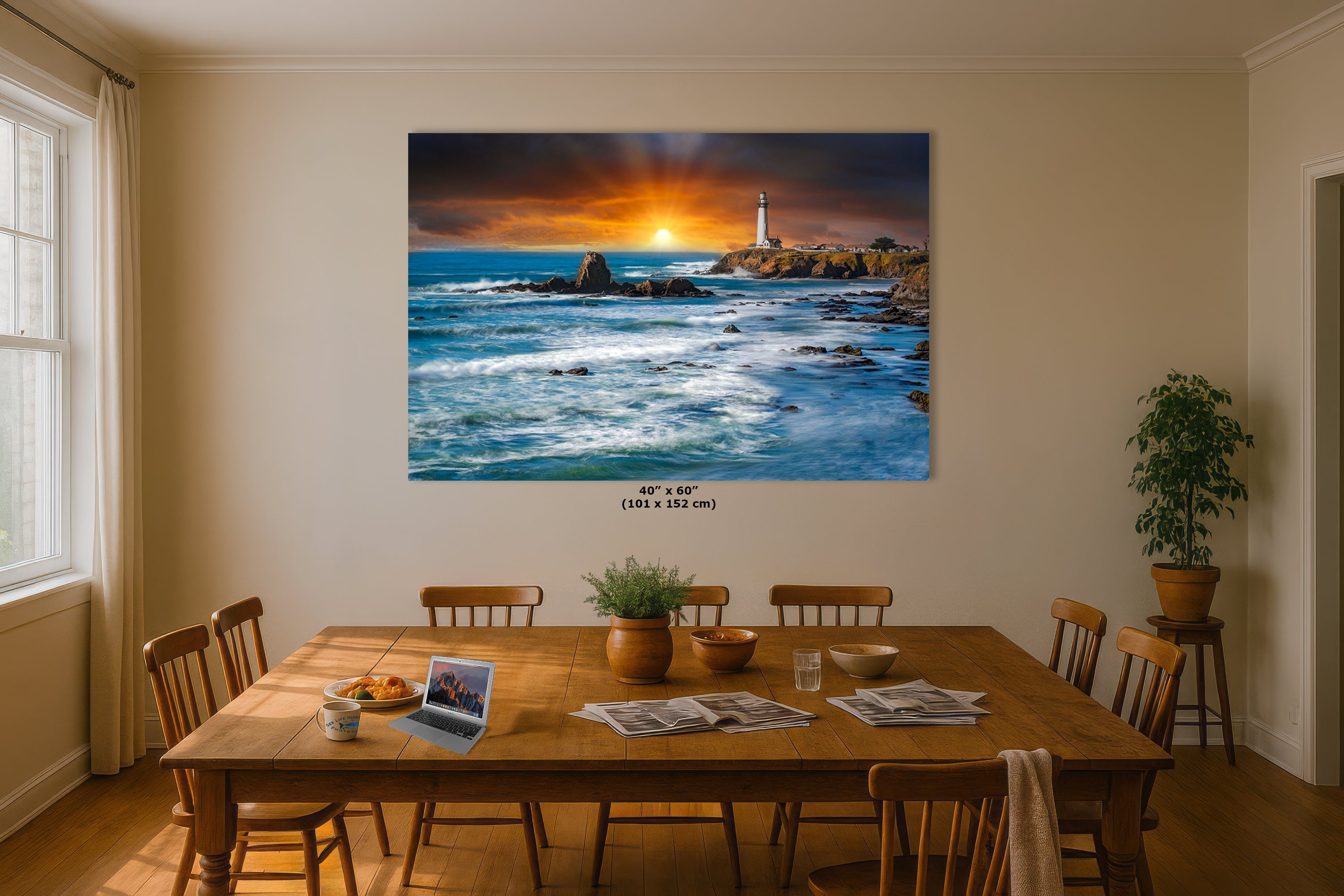 Pigeon Point Lighthouse Picture, California Coastline Ocean Picture, Relaxation Artwork Nature Photo for Meditation, Office, and House Decor