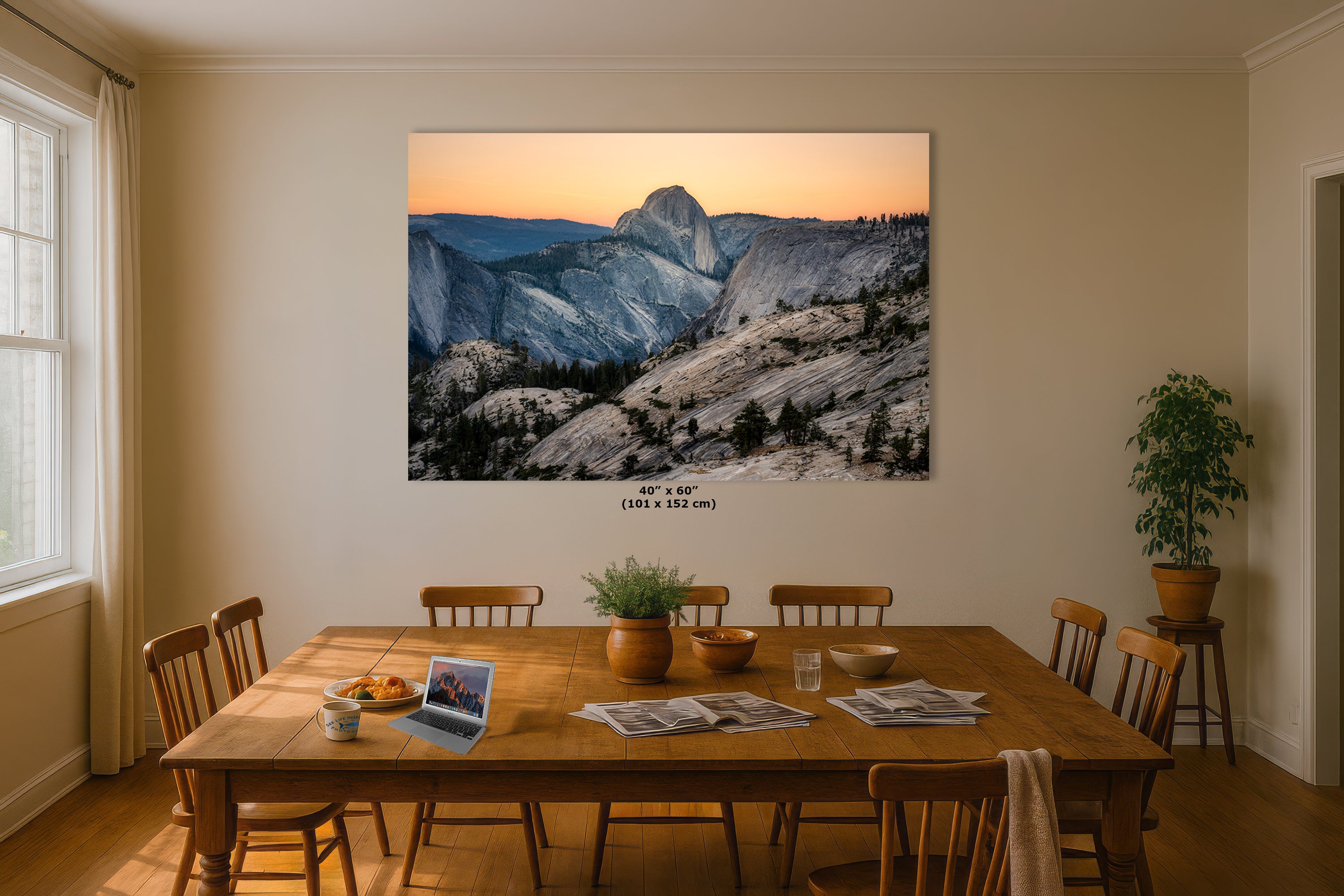 Glacier Point Yosemite National Park Mountain Picture, Half Dome Nature Photo Canvas Relaxation Artwork