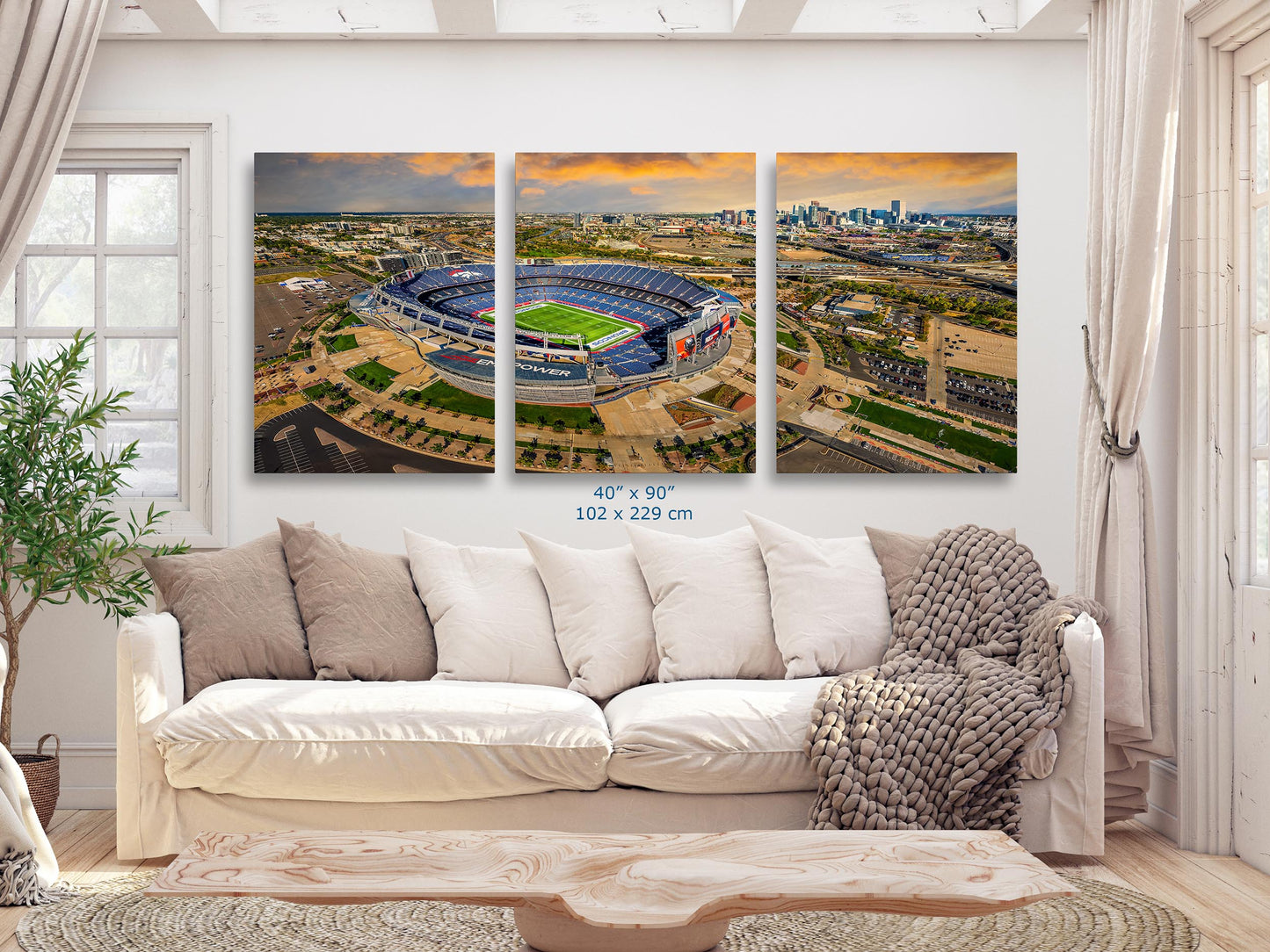 Denver Broncos Football Stadium | Mile High Stadium Denver Colorado Skyline Print | Sports Decor, Man Cave Art