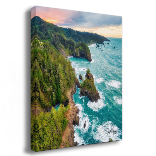 Oregon Coast Ocean Picture, Pacific Northwest Sunrise Nature Photo Relaxation Artwork for Meditation, Apartment, Office & House Décor