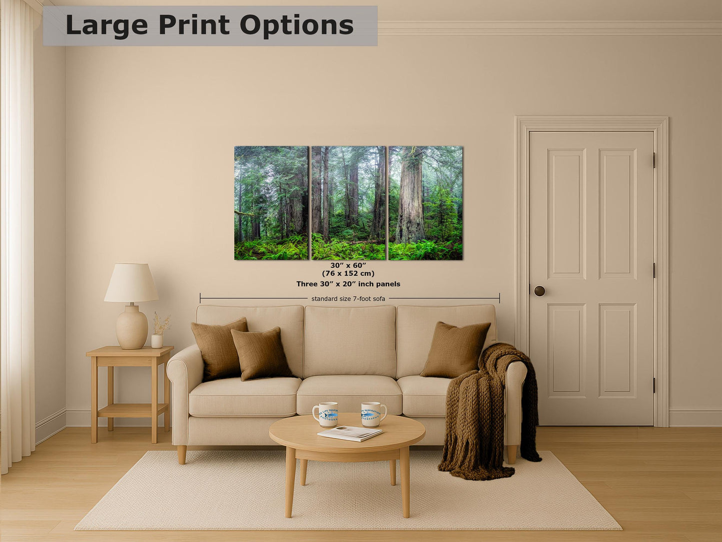 Redwood Trees Forest Picture Nature Photo, Forest Bathing in Misty California Redwoods Wall Art, for Relaxation in the Home and Office