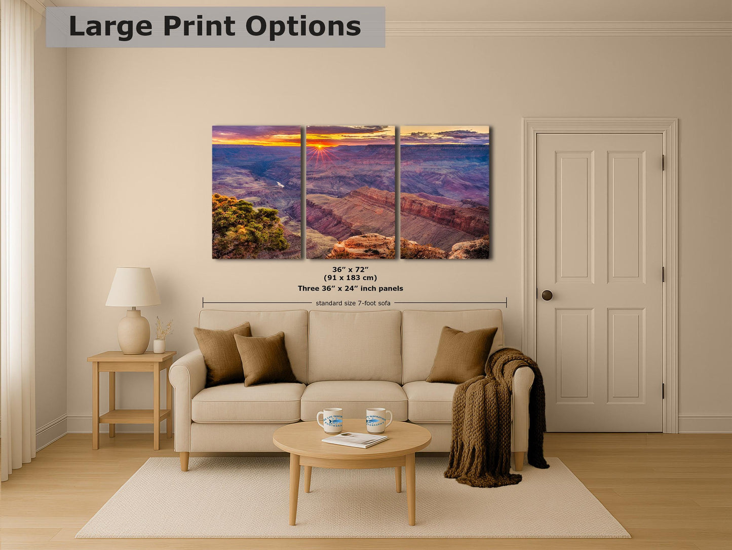 Grand Canyon National Park, Arizona Desert Picture Nature Photo, Bohemian Style Relaxation Artwork for Meditation, Office & House Décor