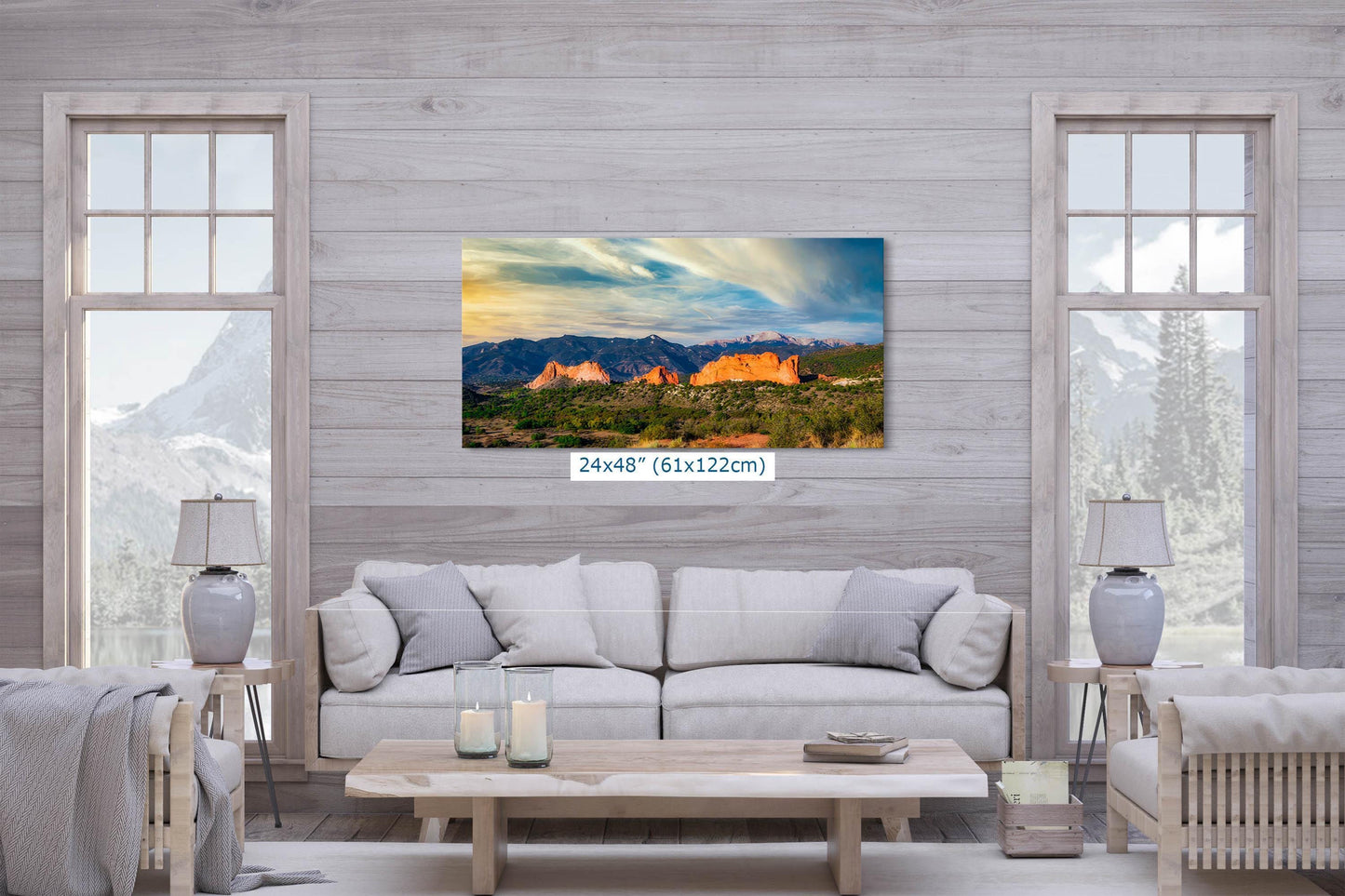 Garden of the Gods & Pikes Peak, Colorado Springs Canvas Panoramic Extra Large Mountain Wall Art Nature Lover Gift in Paper/Canvas/Metal