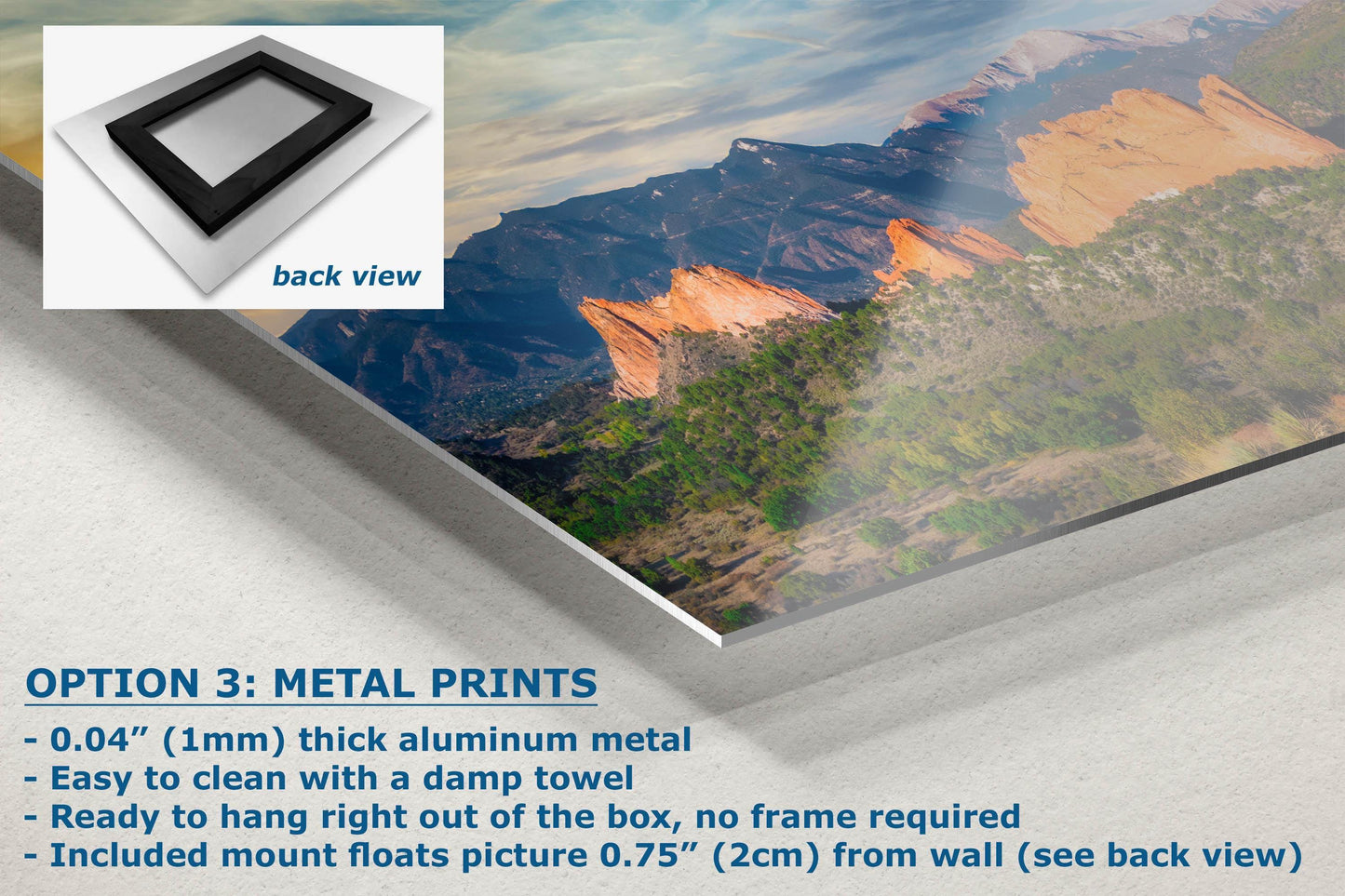 Garden of the Gods & Pikes Peak, Colorado Springs Canvas Panoramic Extra Large Mountain Wall Art Nature Lover Gift in Paper/Canvas/Metal
