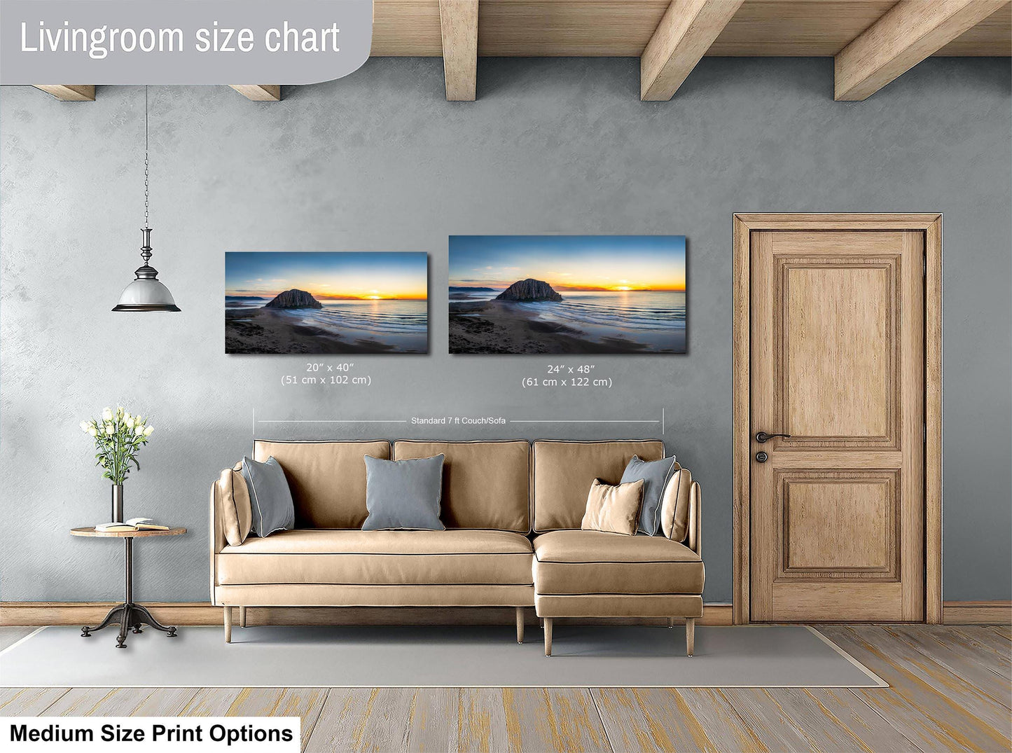 Morro Bay California Coastline Ocean Picture Nature Photo Panorama, Morro Rock Coastal Relaxation Artwork, Dorm Room, Office & House Decor