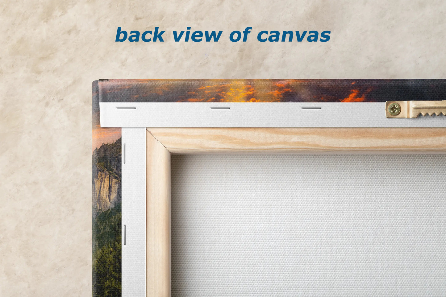 the back view of a picture frame with a painting on it