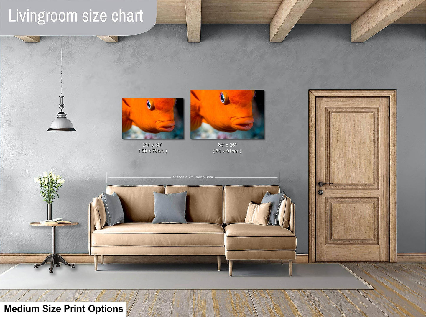 Garibaldi Fish Marine Biology Ocean Life, Underwater Scenery Nature Photo, California Marine Inhabitant, Nature Decor, Relaxation Artwork