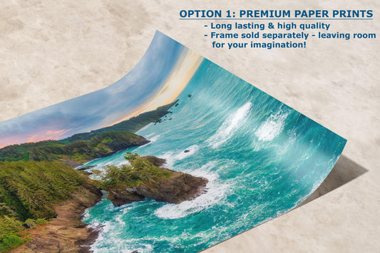 Oregon Coast Ocean Picture, Pacific Northwest Rocky Coastline Nature Photo Relaxation Artwork for Meditation, Apartment, Office & House Décor