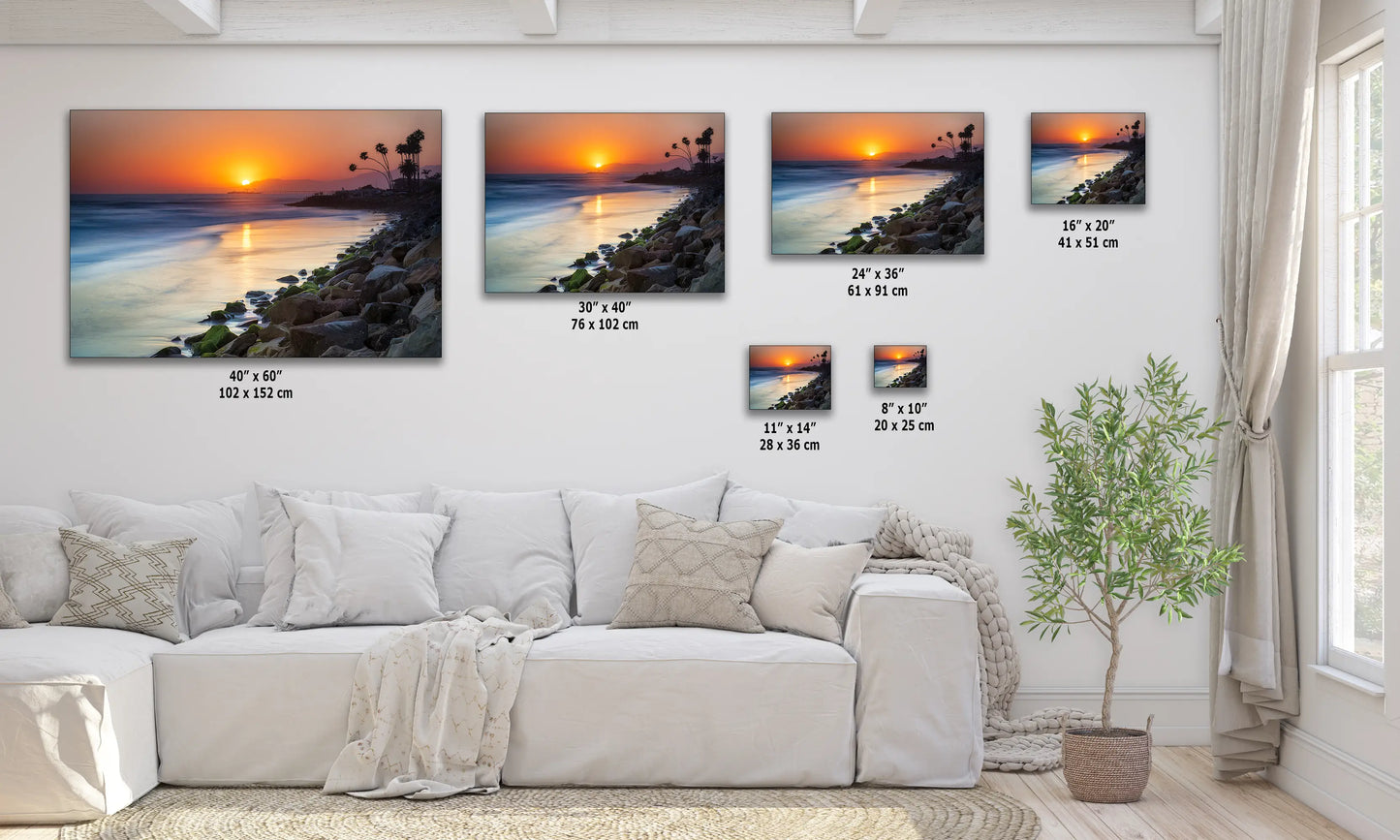 Ventura California Sunset Artful Seascape Decoration, Coastal Wall Art