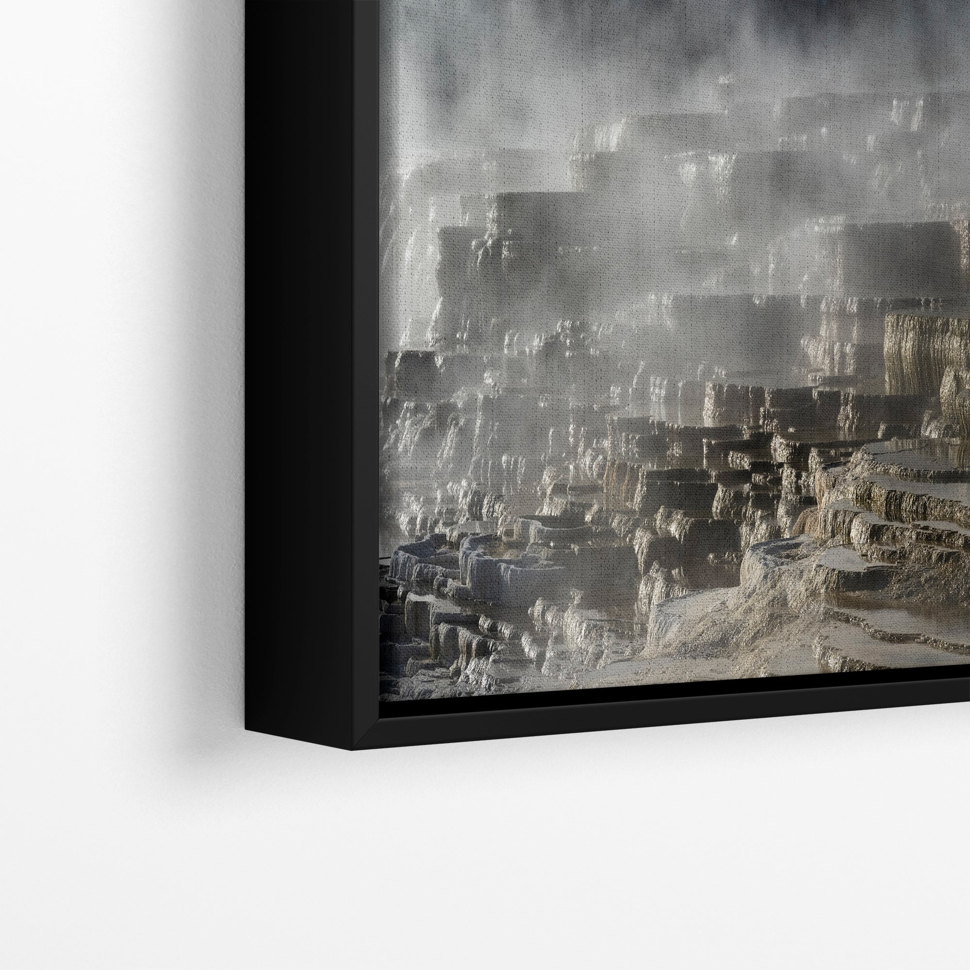 Mammoth Hot Springs Yellowstone National Park Nature Photo | Wyoming Mountain Picture Relaxation Artwork for Meditation or House Decor