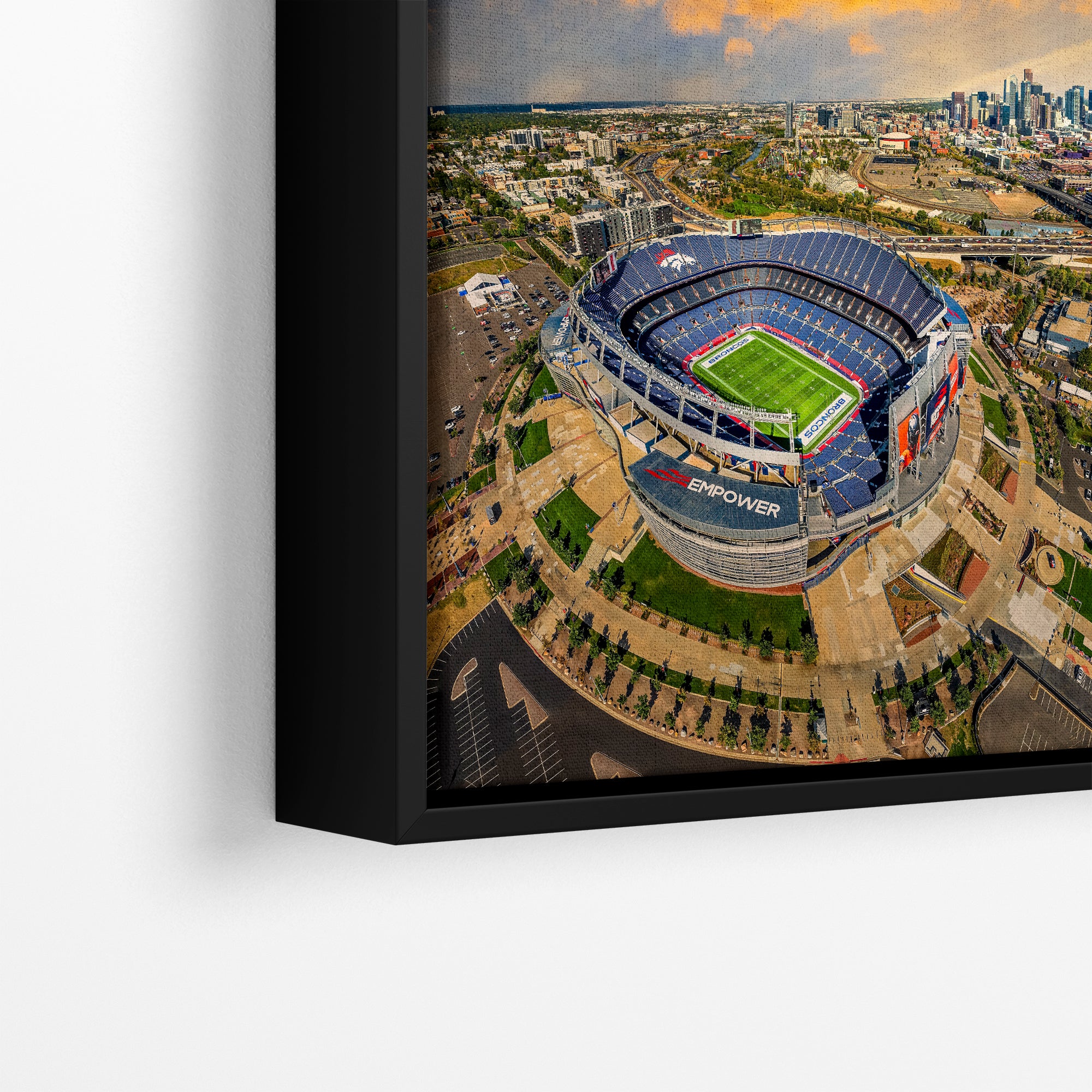Denver Broncos Football Stadium | Mile High Stadium Denver Colorado Skyline Print | Sports Decor, Man Cave Art