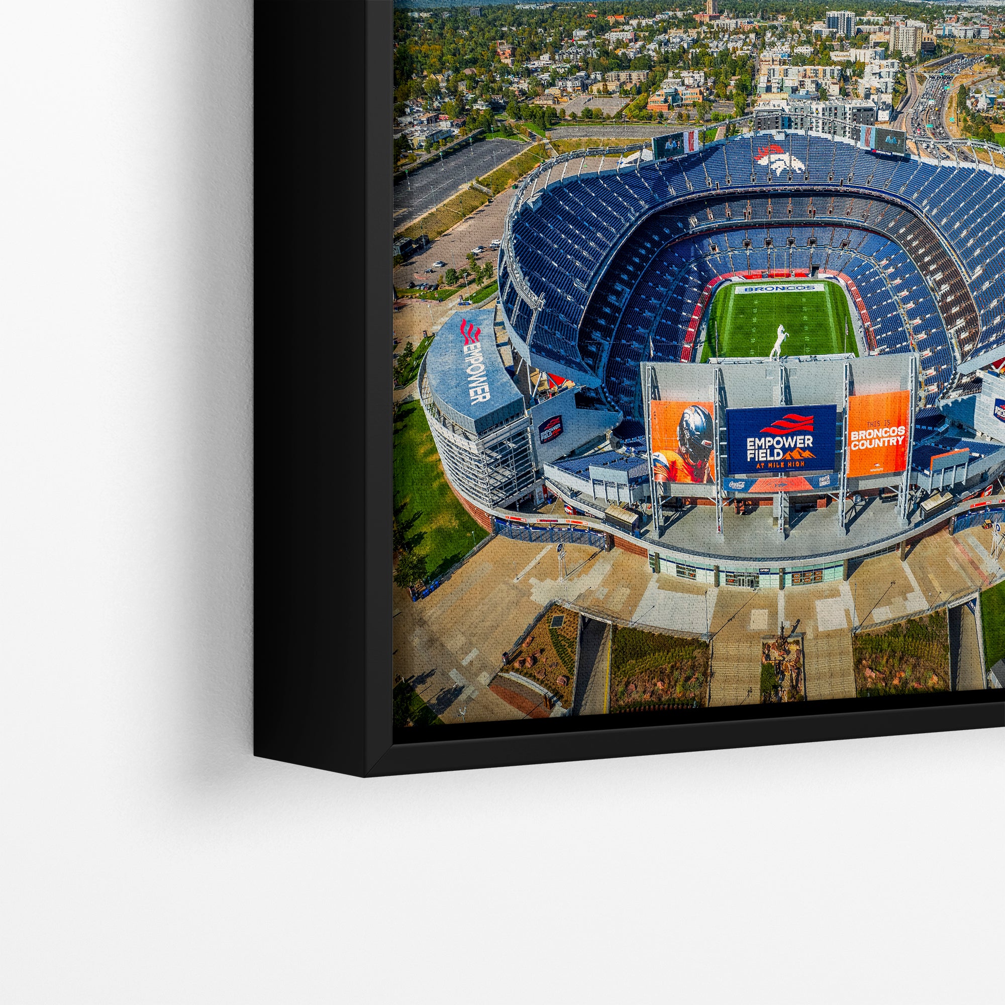Denver Broncos Football Stadium, Mile High Stadium Denver Colorado Skyline Print, Sports Decor, Man Cave Art