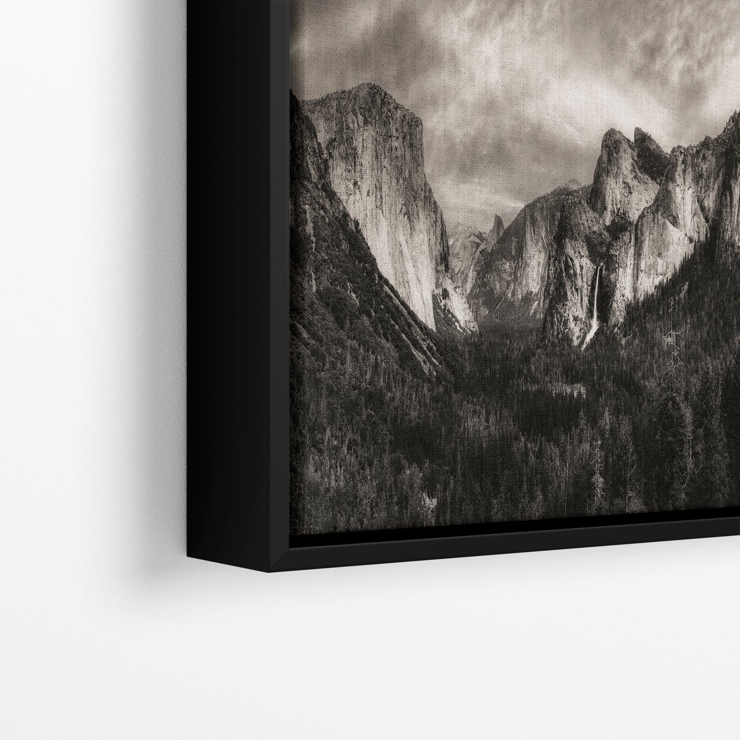 Tunnel View Yosemite National Park Mountain Picture Black and White Nature Photo Relaxation Artwork for Mediation, Office, & House Decor