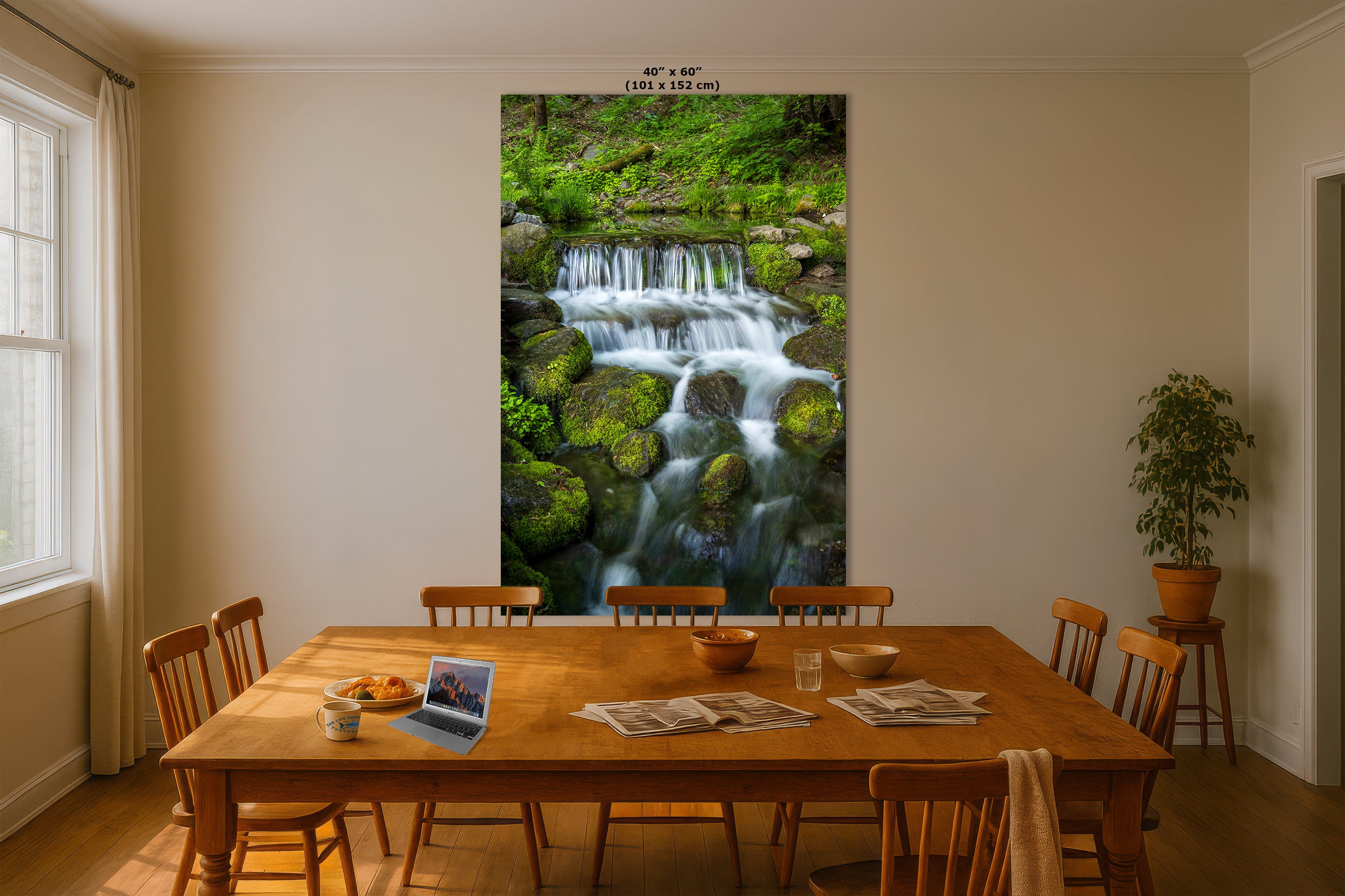 Yosemite National Park Waterfall Picture Nature Photo Relaxation Artwork for Meditation, Office, Apartment, and House Decor