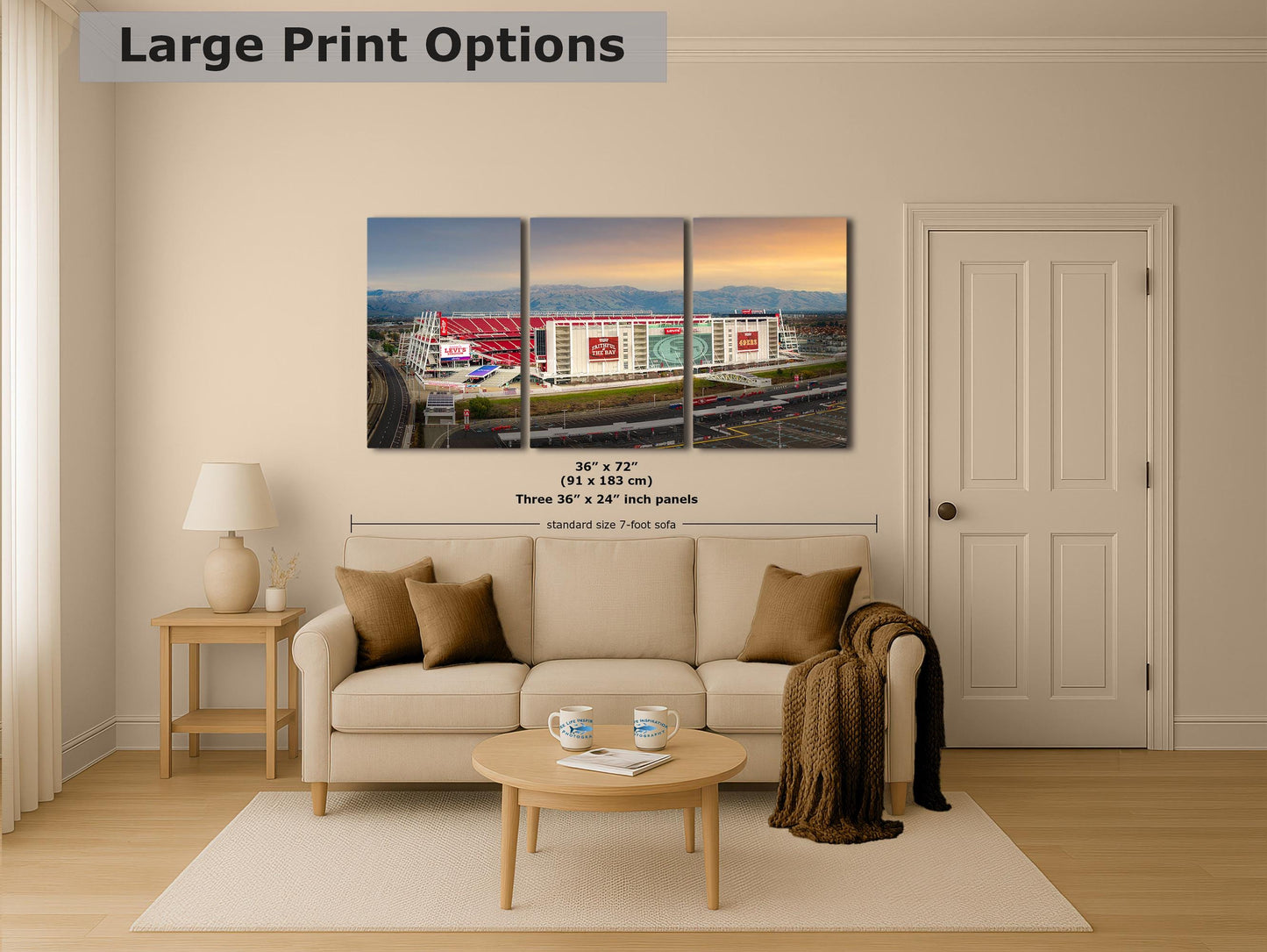San Francisco 49ers Football Stadium | Levi’s Stadium Bay Area NFL Fan Wall Art | Gold & Red NFL Decor for Man Cave, Office, Dorm Room