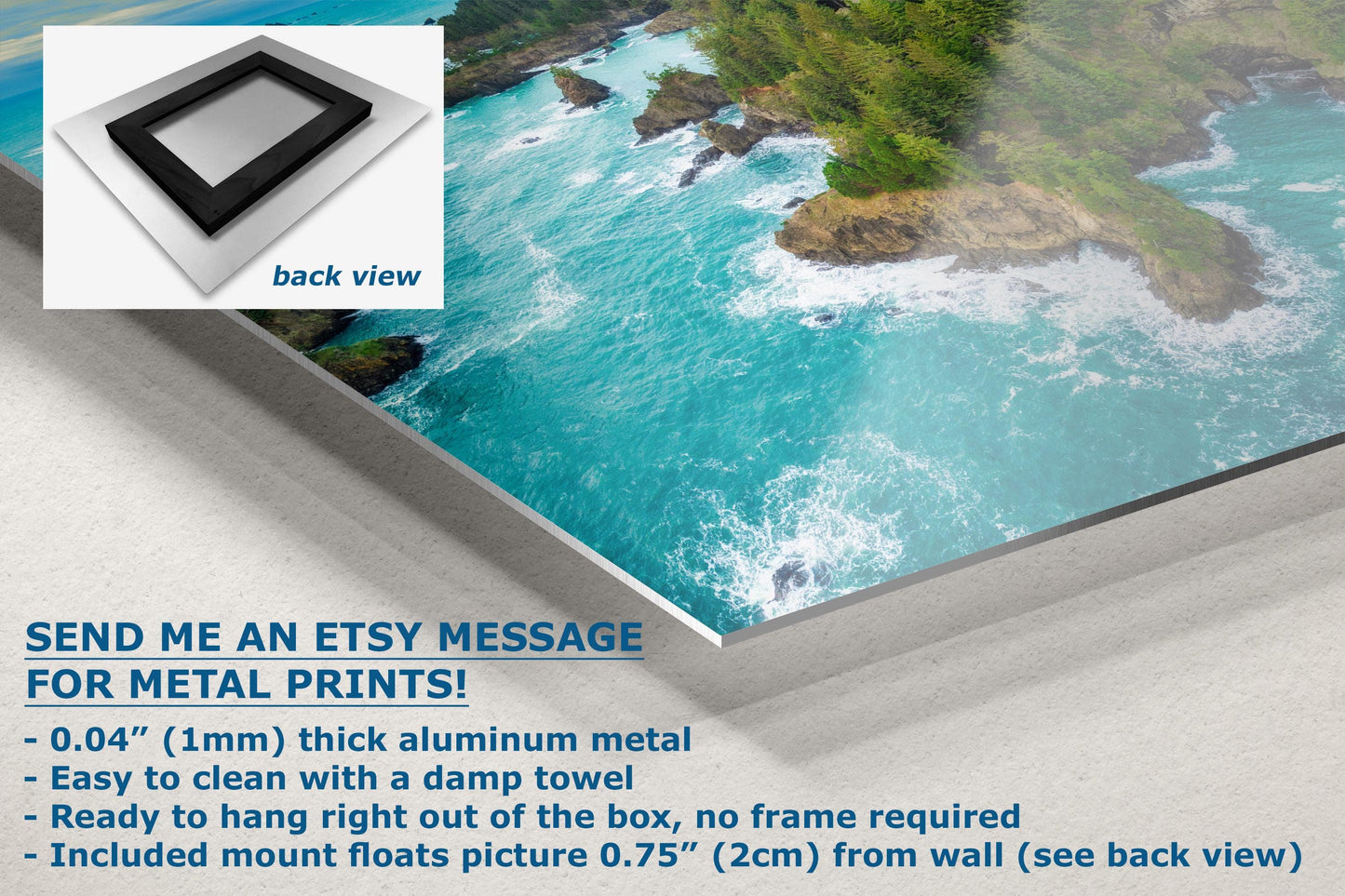 Aerial Oregon Coast Ocean Picture, Pacific Northwest Nature Photo Relaxation Artwork for Meditation, Apartment, Office & House Décor