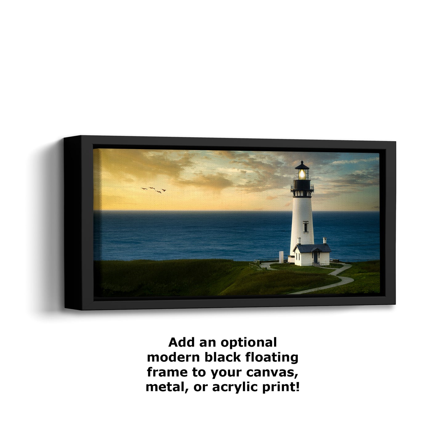 Yaquina Head Lighthouse Picture, Oregon Coast Ocean Picture, Pacific Northwest Beach Photo Wall Art for Office and Relaxation