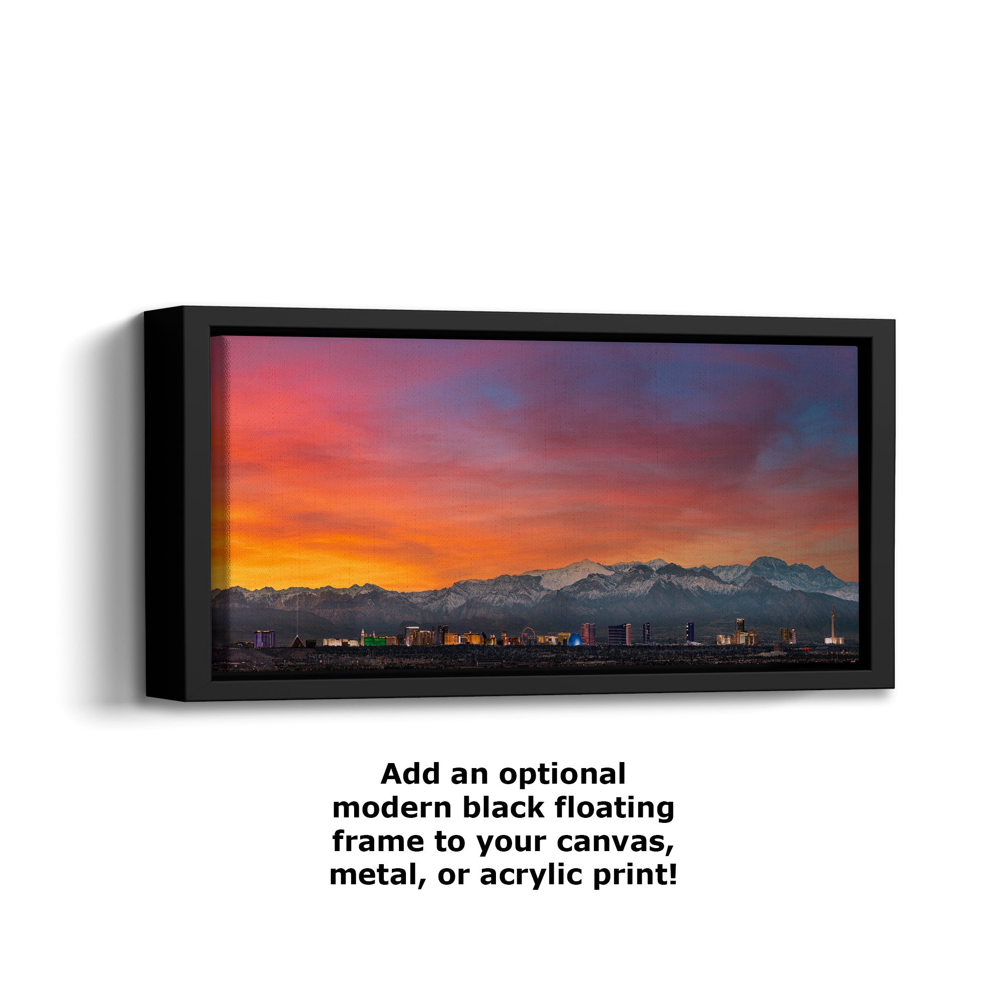 Las Vegas Nevada Panorama Photo Skyline Art Print House Decor, Desert Sunset Wall Art, on Premium Paper, Aluminum Metal, or Canvas