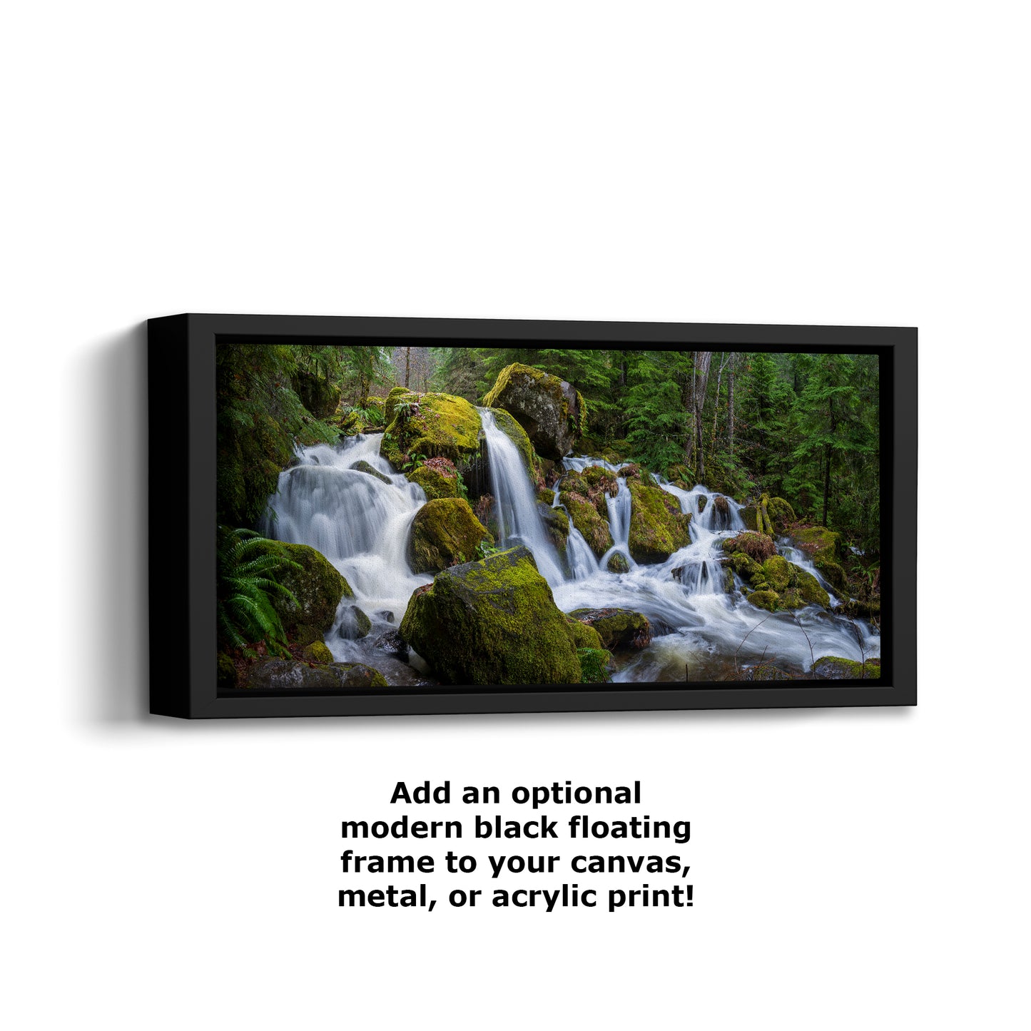 Oregon Waterfall Picture, Pacific Northwest Nature Photo Relaxation Artwork in Bohemian Style for Meditation, Office, Apartment, House Decor