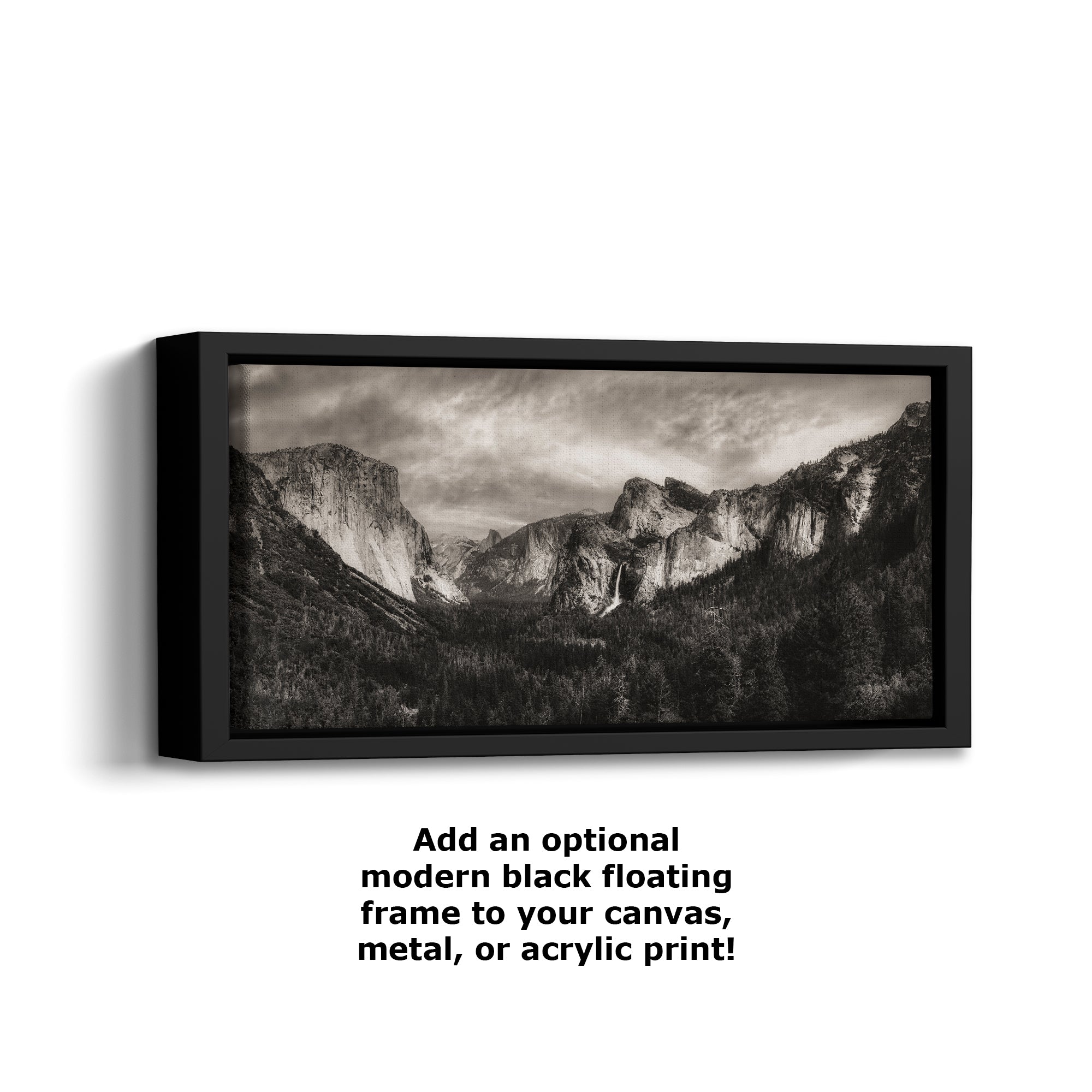 Tunnel View Yosemite National Park Mountain Picture Black and White Nature Photo Relaxation Artwork for Mediation, Office, & House Decor