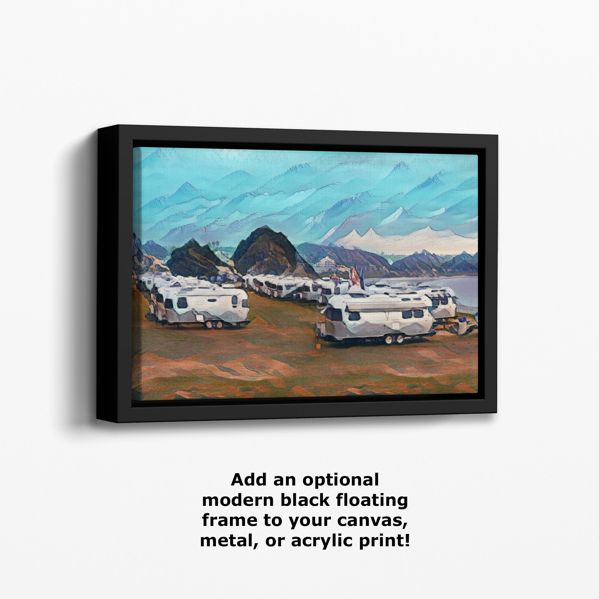 Airstream Travel Trailer with Mountainscape Camping Decoration