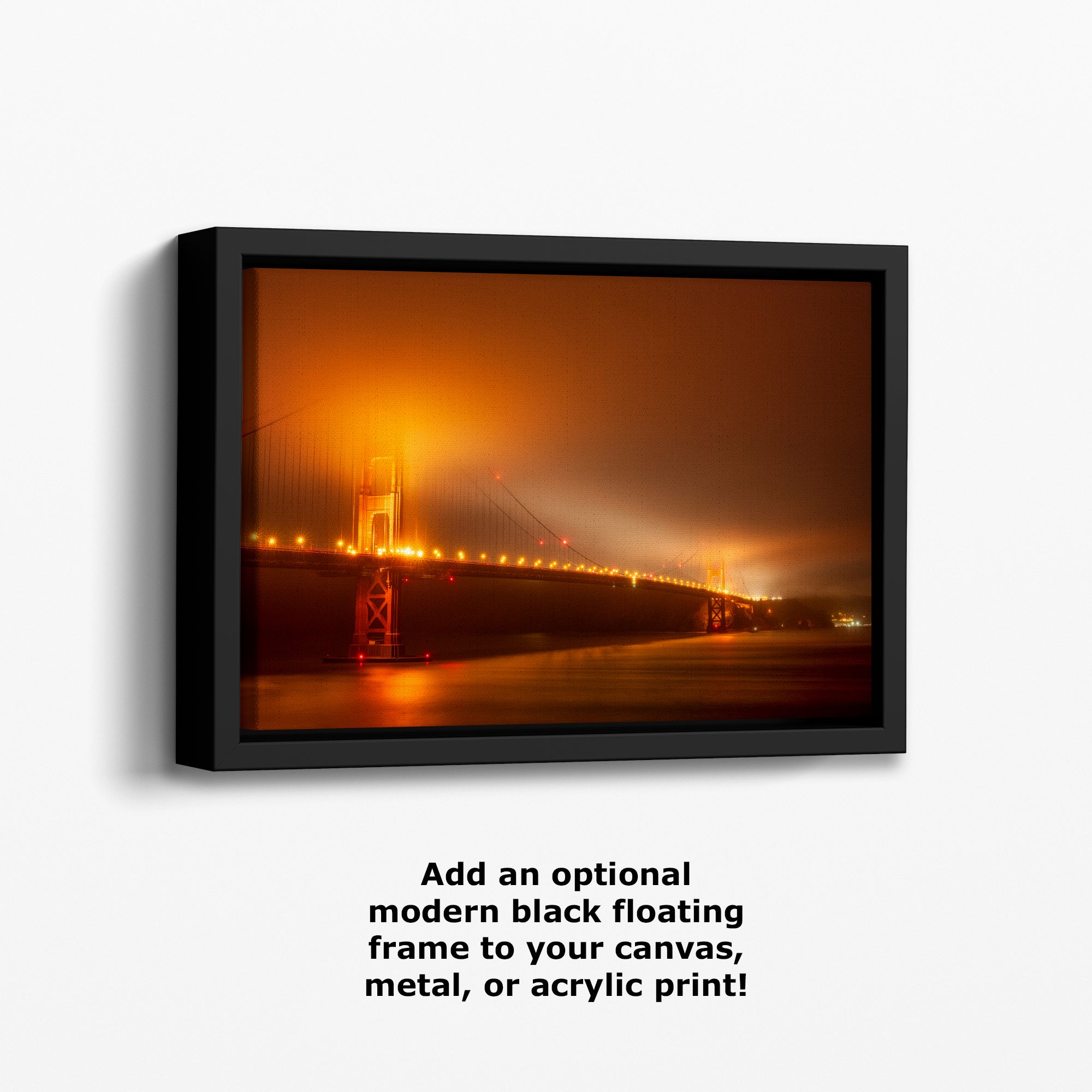 San Francisco Golden Gate Bridge Picture Foggy Night Wall Art | Fine Art Print for House Decor, Office, Dorm, Meditation, Relaxation Artwork