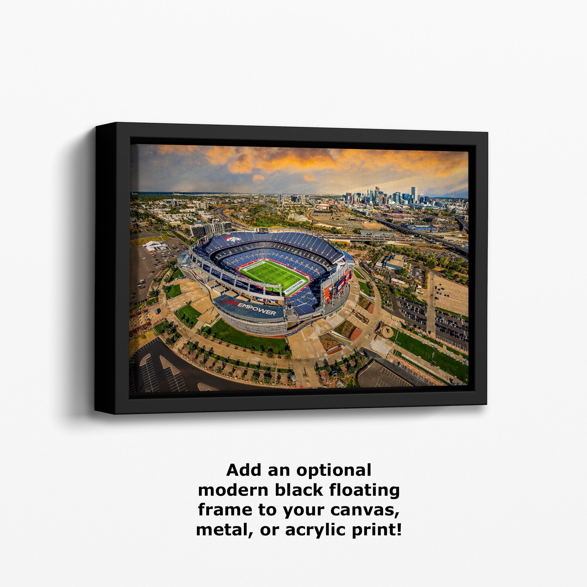 Denver Broncos Football Stadium | Mile High Stadium Denver Colorado Skyline Print | Sports Decor, Man Cave Art