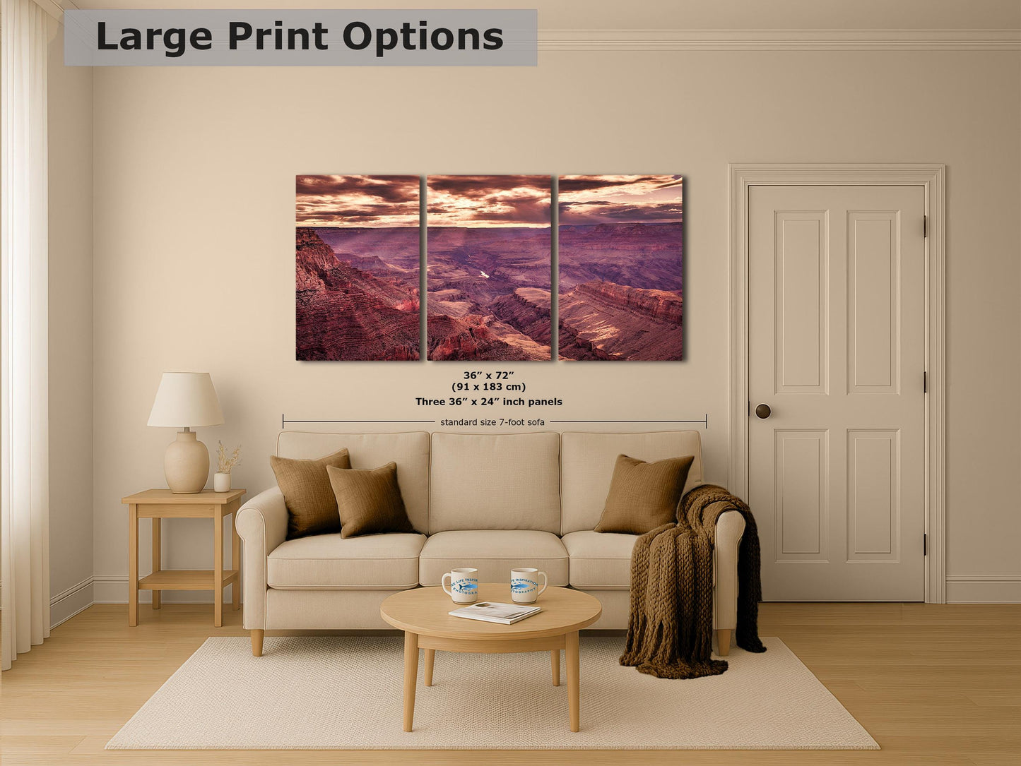 Grand Canyon National Park, Arizona Desert Picture Sunset Nature Photo, Bohemian Style Relaxation Artwork for Meditation, Apartment, Office & House Décor