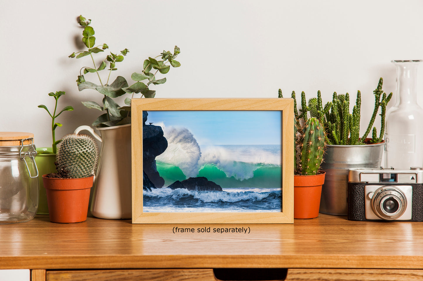 Beach Wave Ocean Picture, California Coastline Nature Photo Wall Decor, Morro Rock Artwork