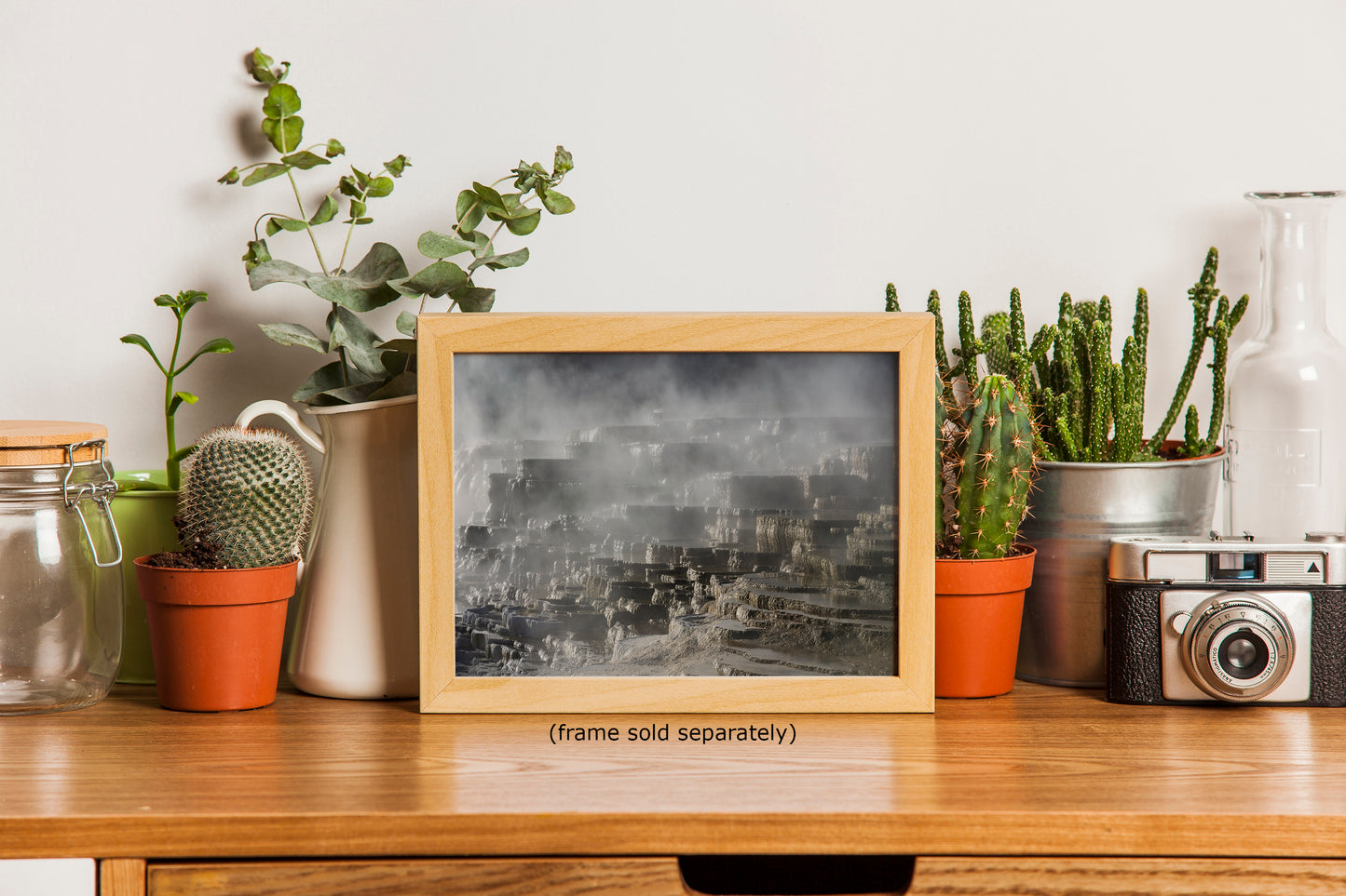 Mammoth Hot Springs Yellowstone National Park Nature Photo | Wyoming Mountain Picture Relaxation Artwork for Meditation or House Decor