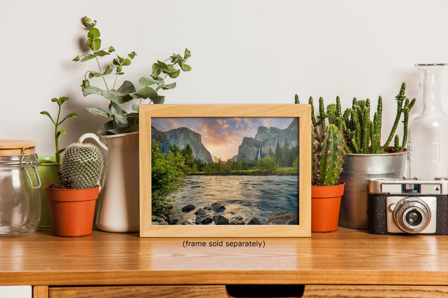 Yosemite National Park Mountain Picture Nature Photo Relaxation Artwork with El Capitan, Bridalveil Falls for Mediation & House Decor