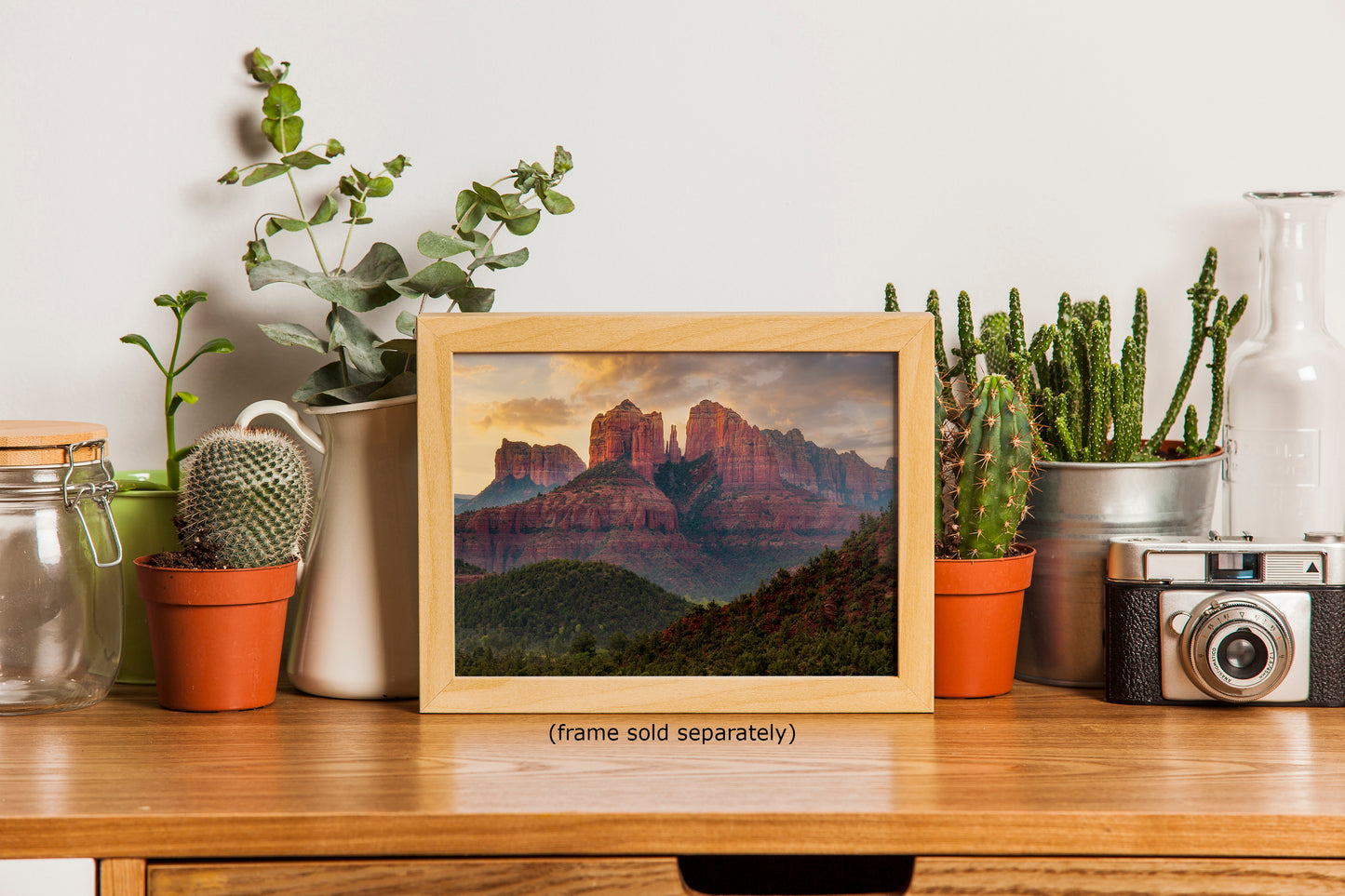 Cathedral Rock, Moody Sedona Arizona Desert Picture Nature Photo Relaxation Artwork for Meditation, Office, and House Decor