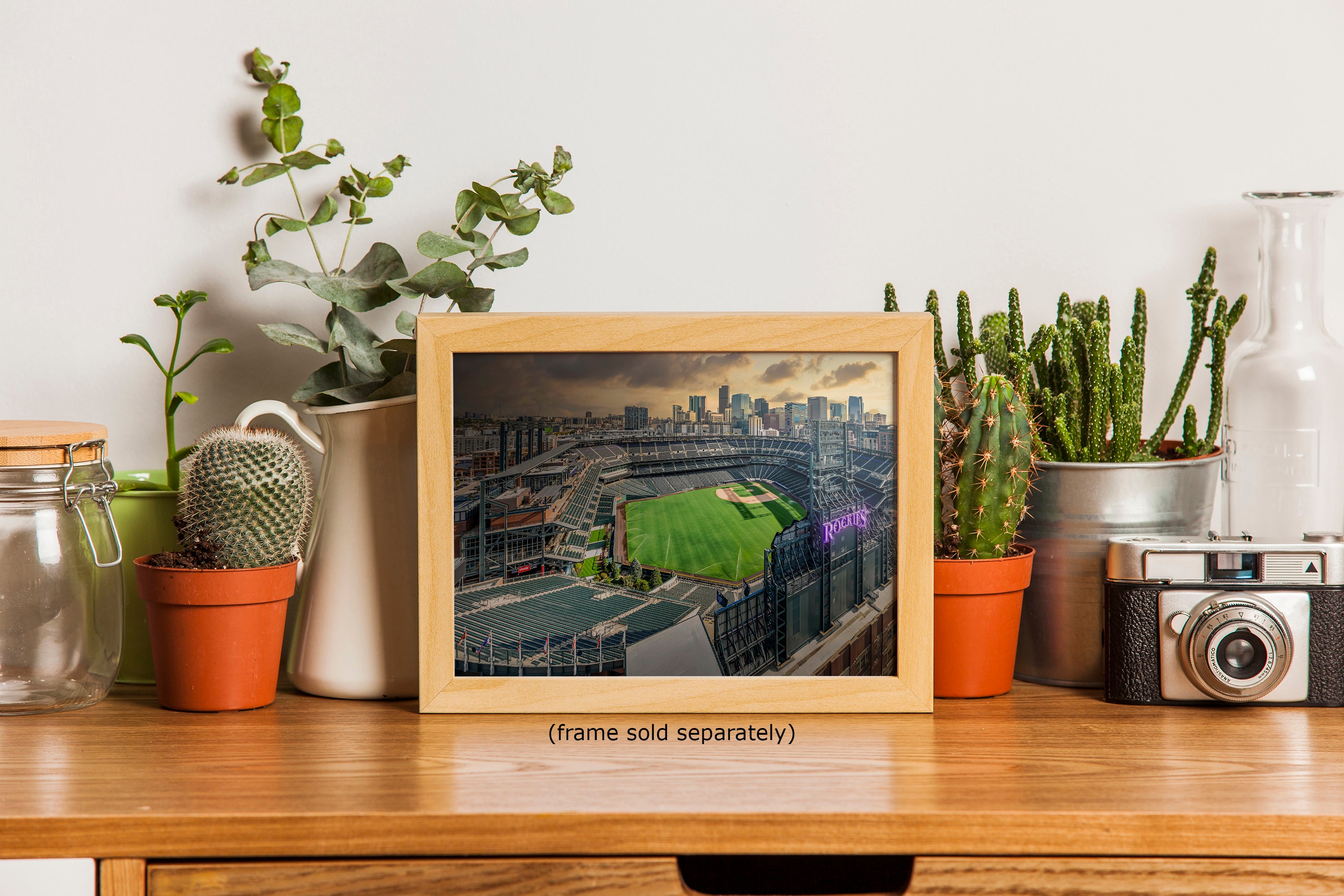 Colorado Rockies Baseball Stadium Wall Art | Coors Field Denver Colorado Skyline Print for Man Cave Decor & Sports Fans