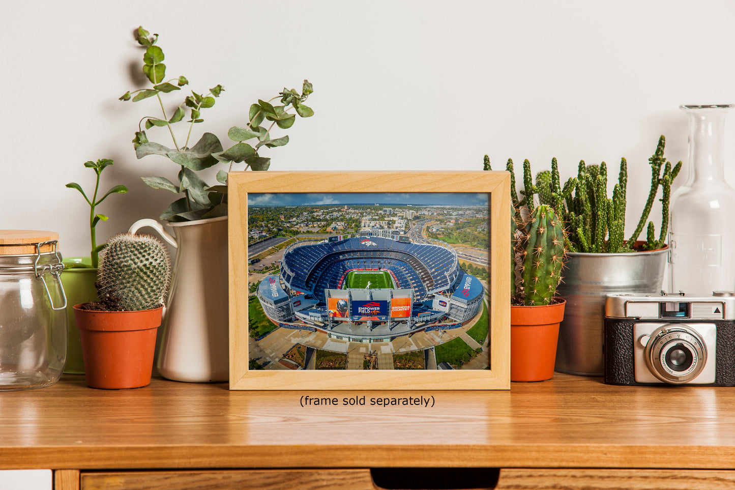 Denver Broncos Football Stadium, Mile High Stadium Denver Colorado Skyline Print, Sports Decor, Man Cave Art