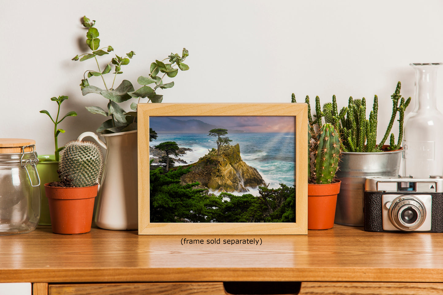 Lone Cypress Monterey Bay California Coastline Ocean Picture Nature Photo Relaxation Artwork for Meditation, Office, Dorm, House Decor