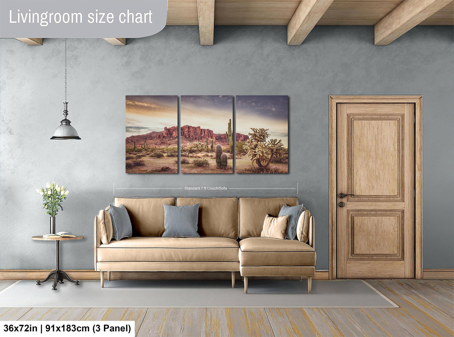 Arizona Desert Picture, Vintage Saguaro Cactus Artwork Nature Photo, Southwestern Wall Art of Superstition Mountains at Lost Dutchman State Park