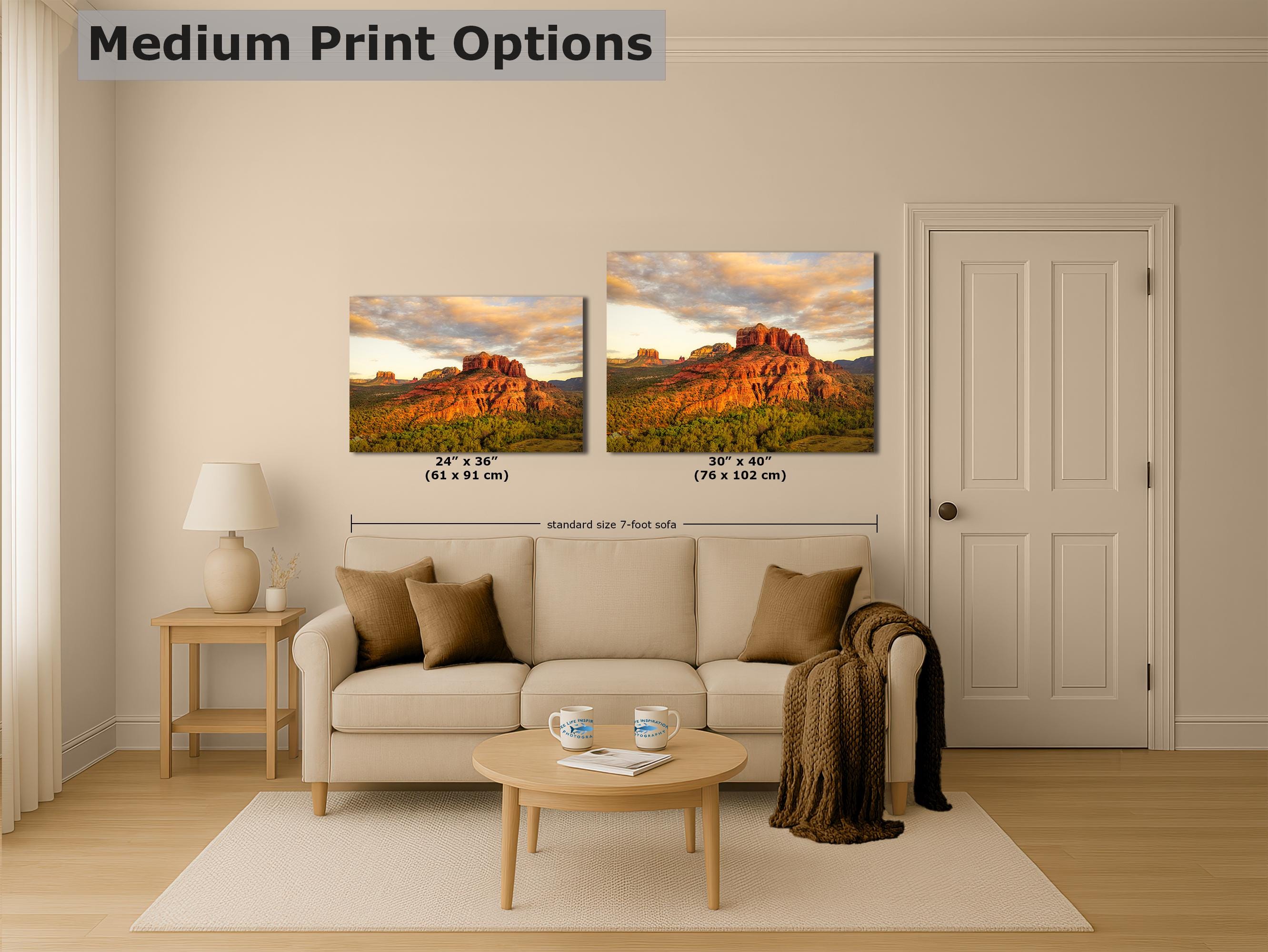 Sedona Arizona Desert Picture Nature Photo of Cathedral Rock, Bohemian Relaxation Artwork for Meditation