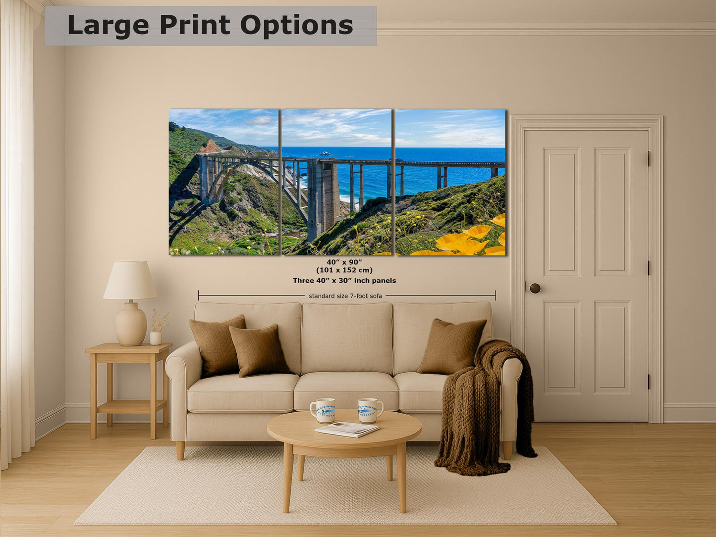 Bixby Bridge Ocean Picture, Big Sur California Coastline Nature Photo | Relaxation Artwork for Meditation, Office, & House Decor