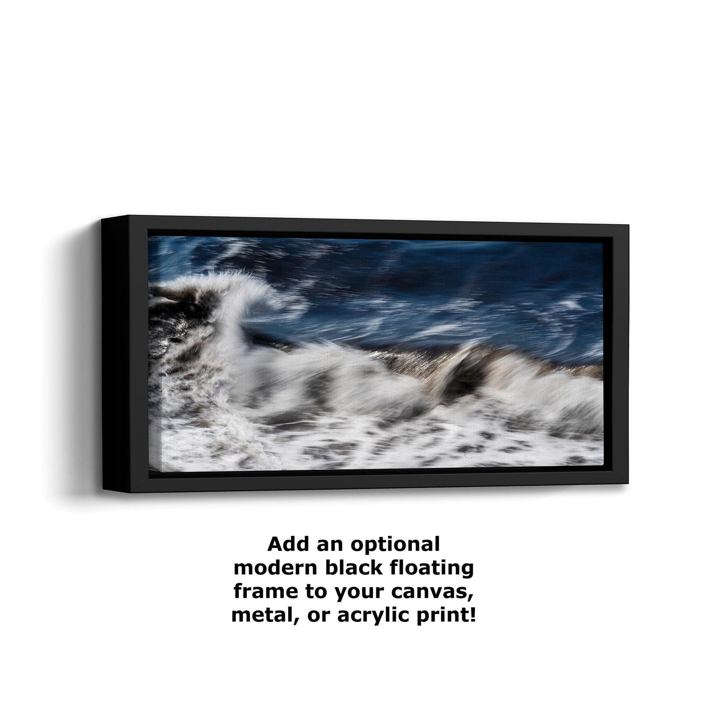 Beach Waves Ocean Picture Impressionist Art Nature Photo, Relaxation Artwork for Coastal Meditation, Office, and House Decor