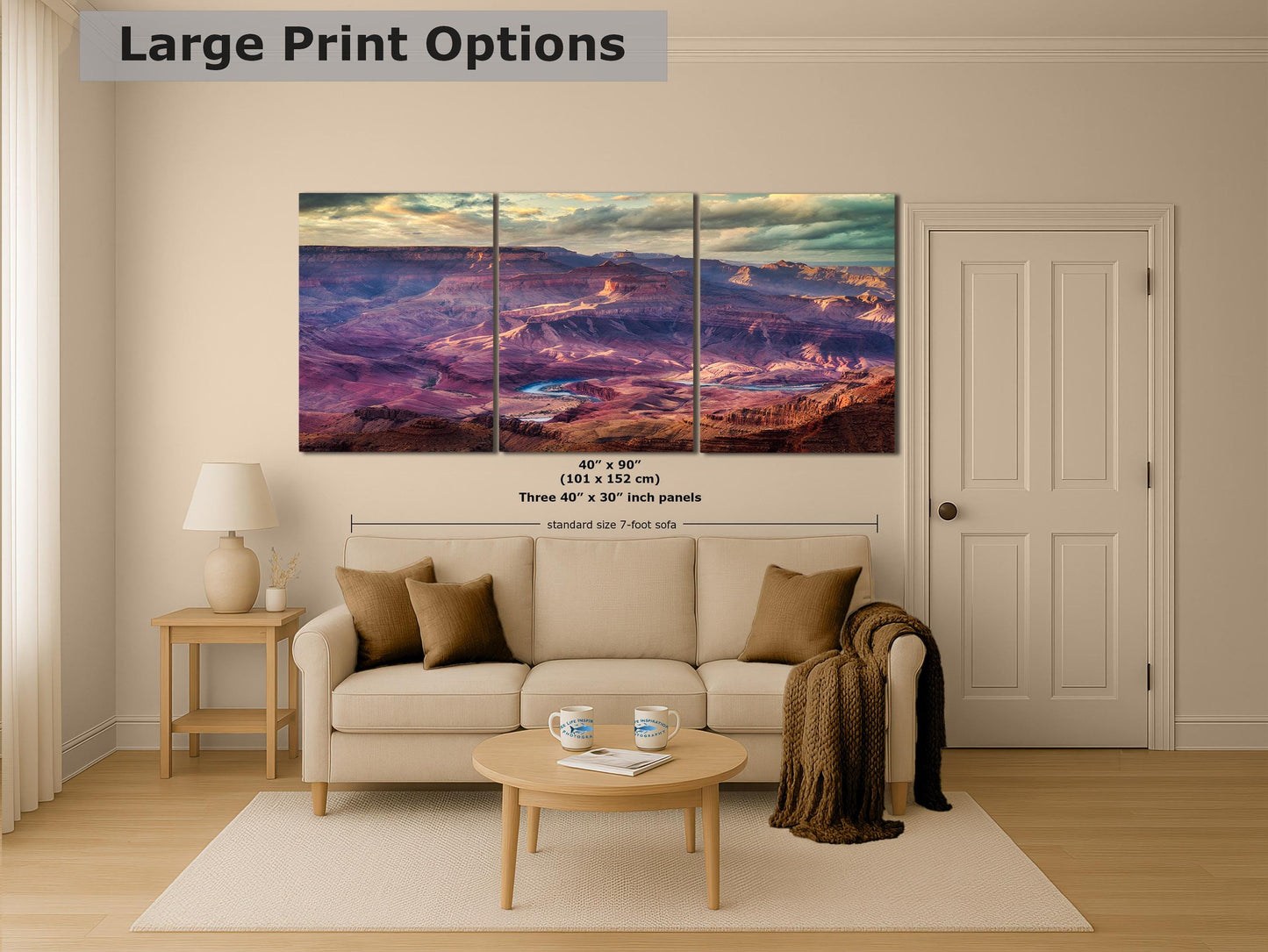 Grand Canyon National Park, Red Rock Arizona Desert Picture Nature Photo, Bohemian Style Relaxation Artwork for Meditation, Apartment, Office & House Décor