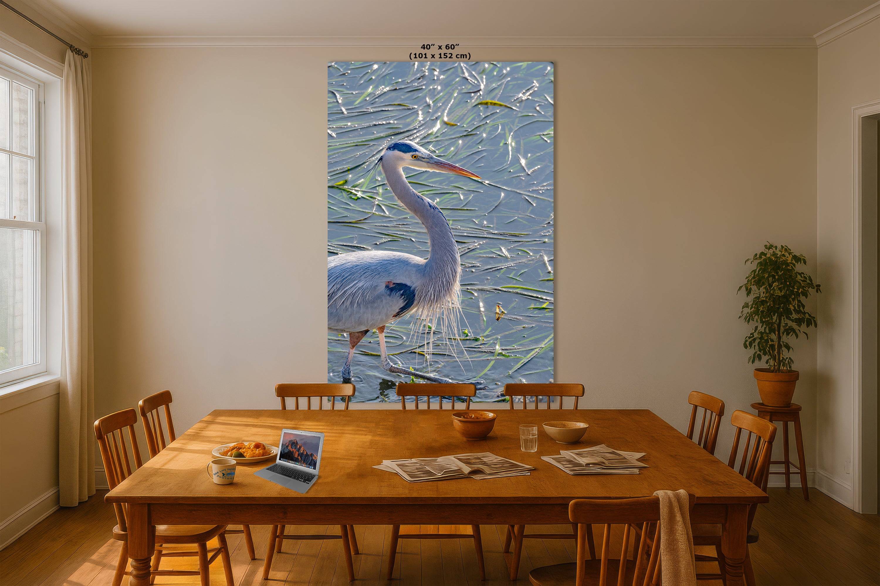 Great Blue Heron Art Wildlife Photography, Nature Wall Decor for Bird Lovers, Ocean Conservation, Relaxing Office or Room Artwork