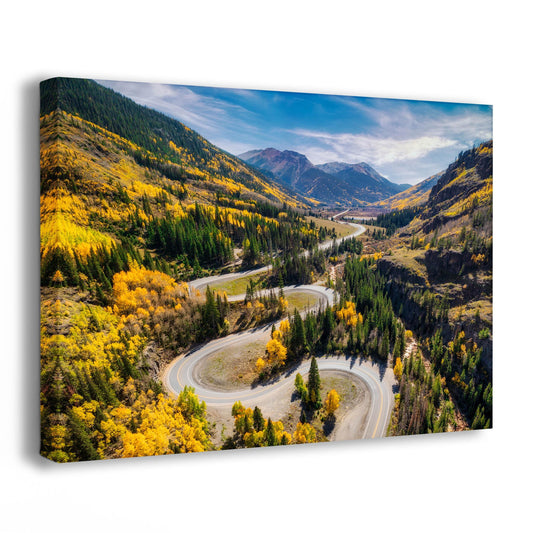 Colorado San Juan Mountain Picture, Fall Colors Aspen Trees Forest, Million Dollar Highway Nature Photo for Relaxation Artwork, Meditation and House Decor
